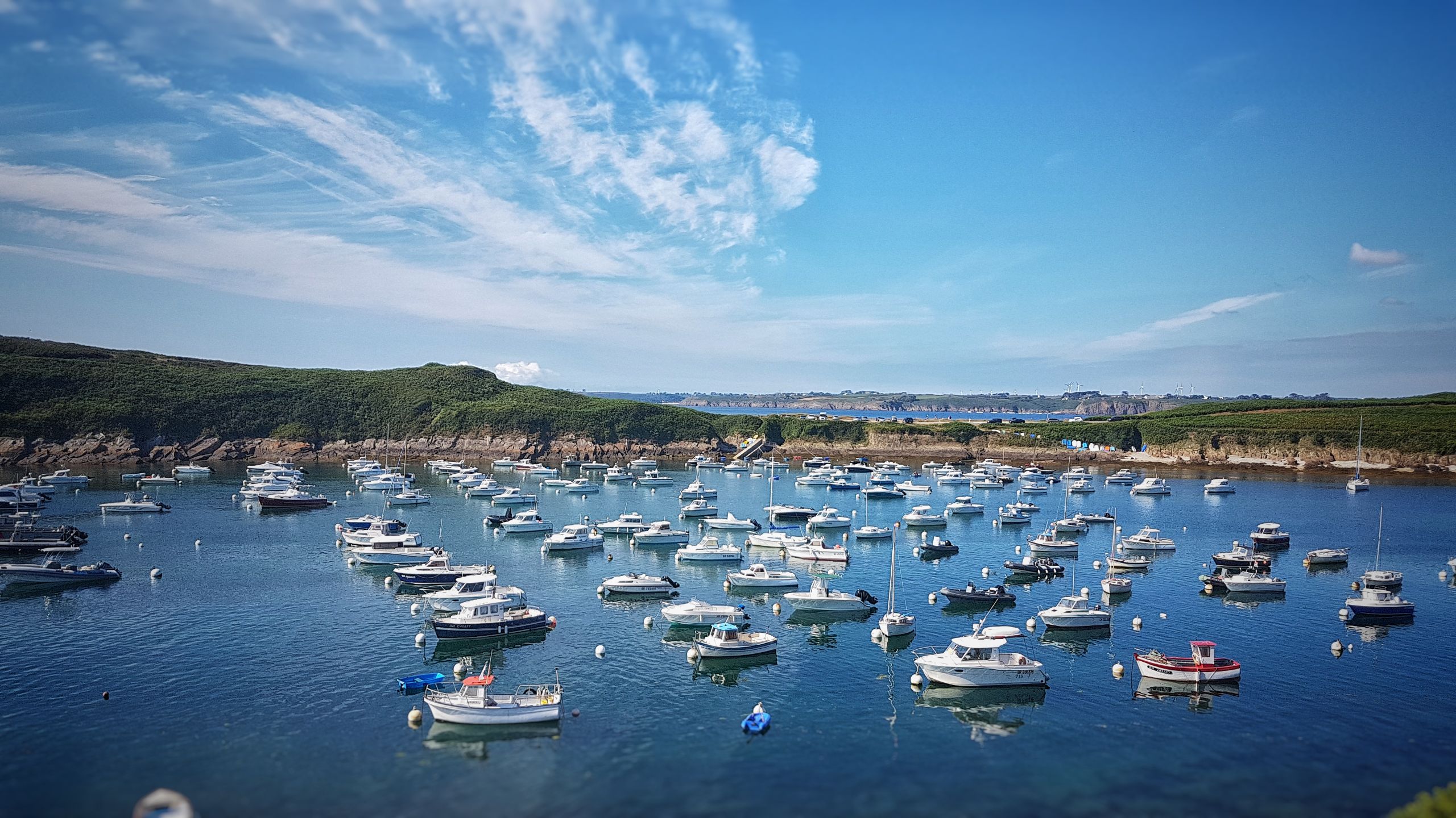 boats, blue sky, ocean