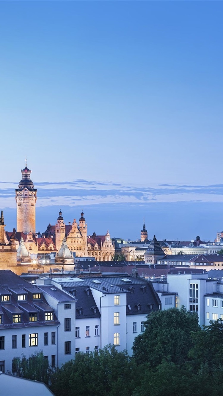 Wallpaper Leipzig, Germany, city night