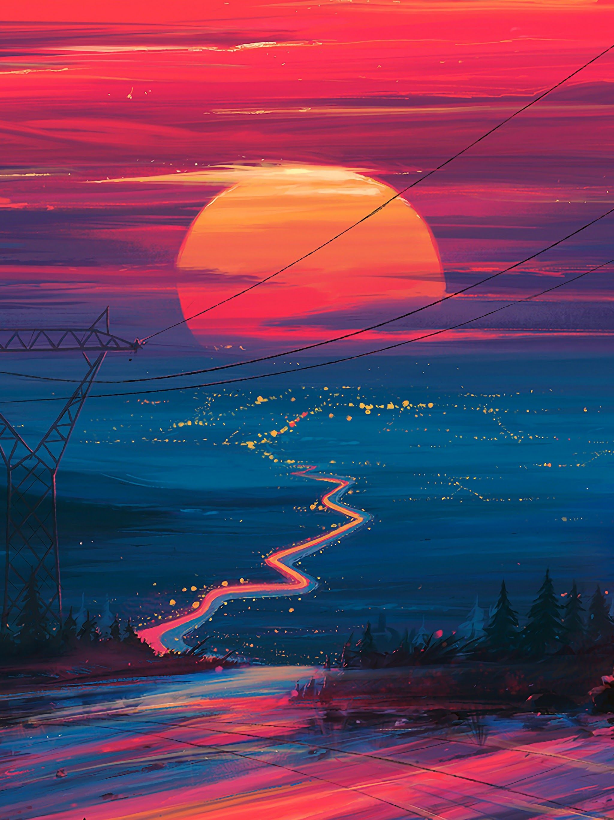 anime sunset 4k vertical wallpaper Bhmpics