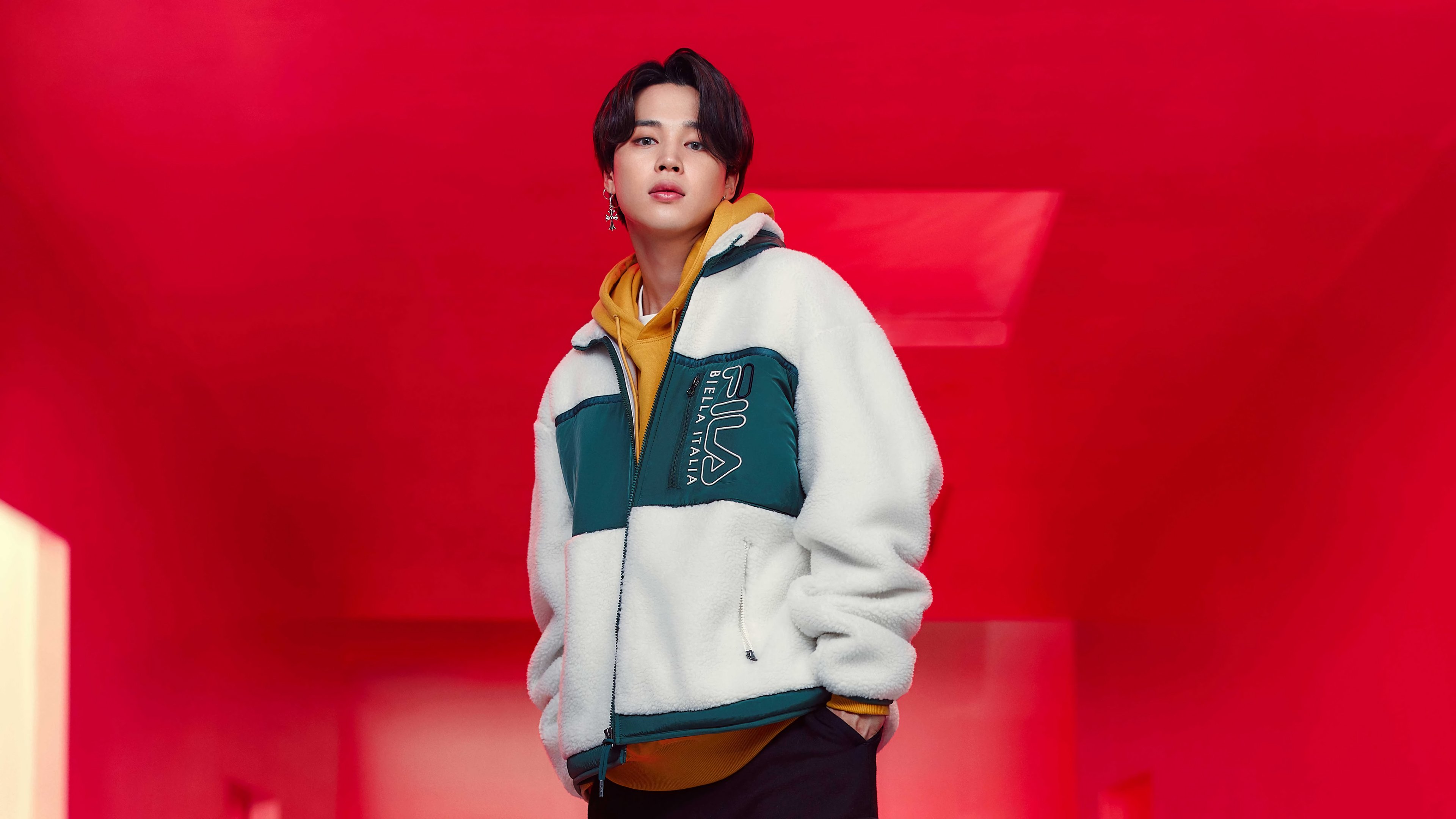 Jimin BTS Fila Photohoot Wallpaper 4k