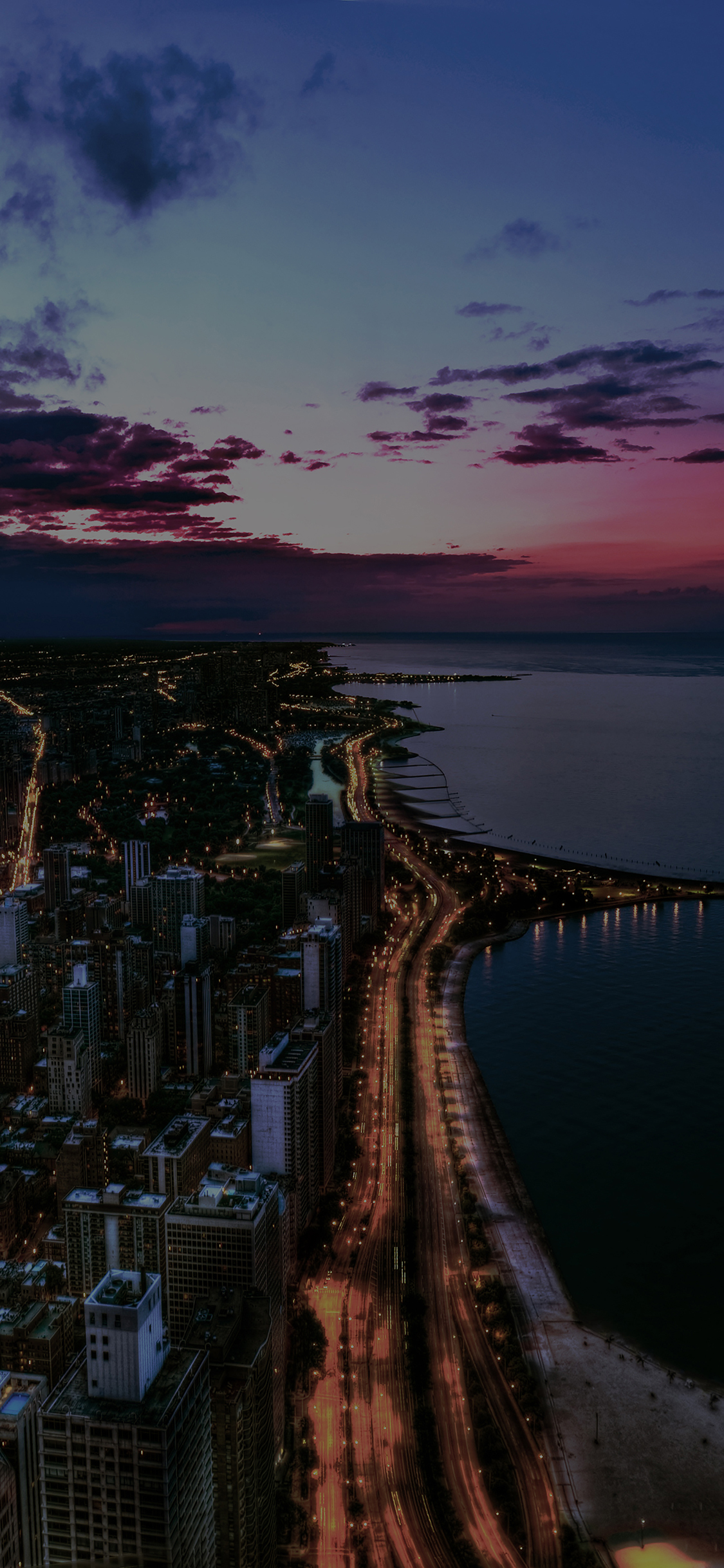 Chicago City Night Sky View Scape