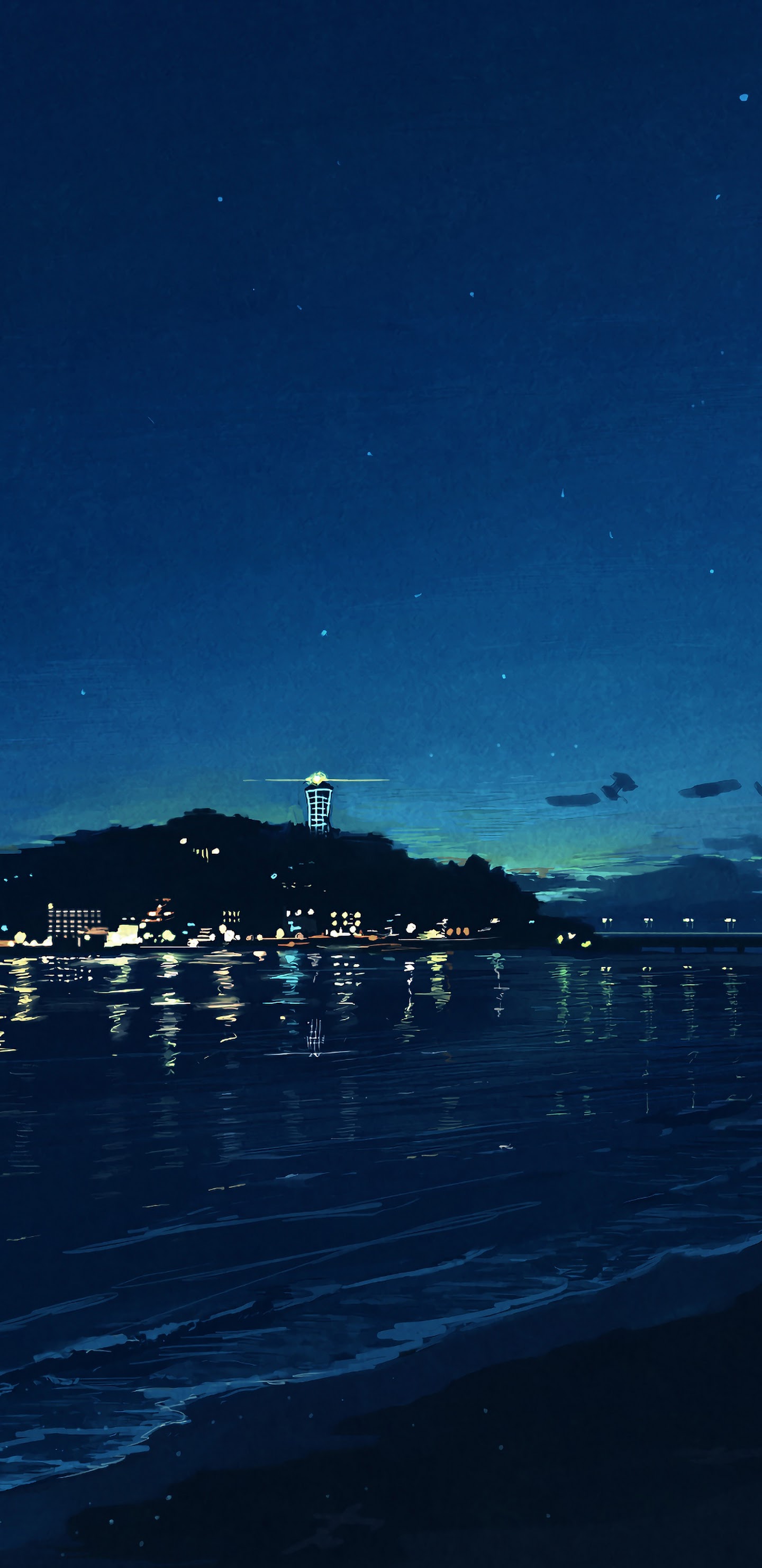 Night Beach Sky Anime 4K Wallpaper