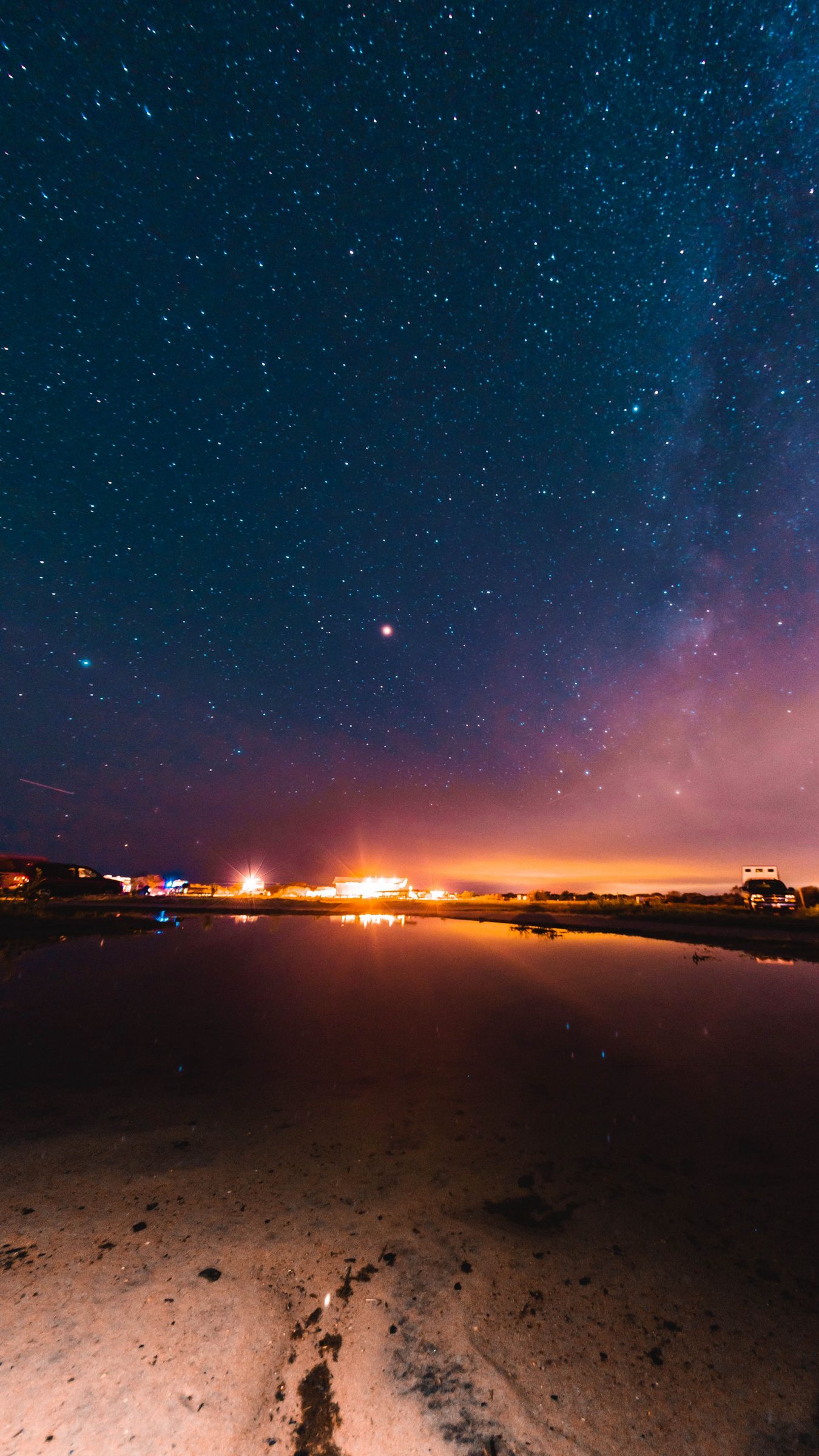 wallpaper 1350x2400 lake, beach, night