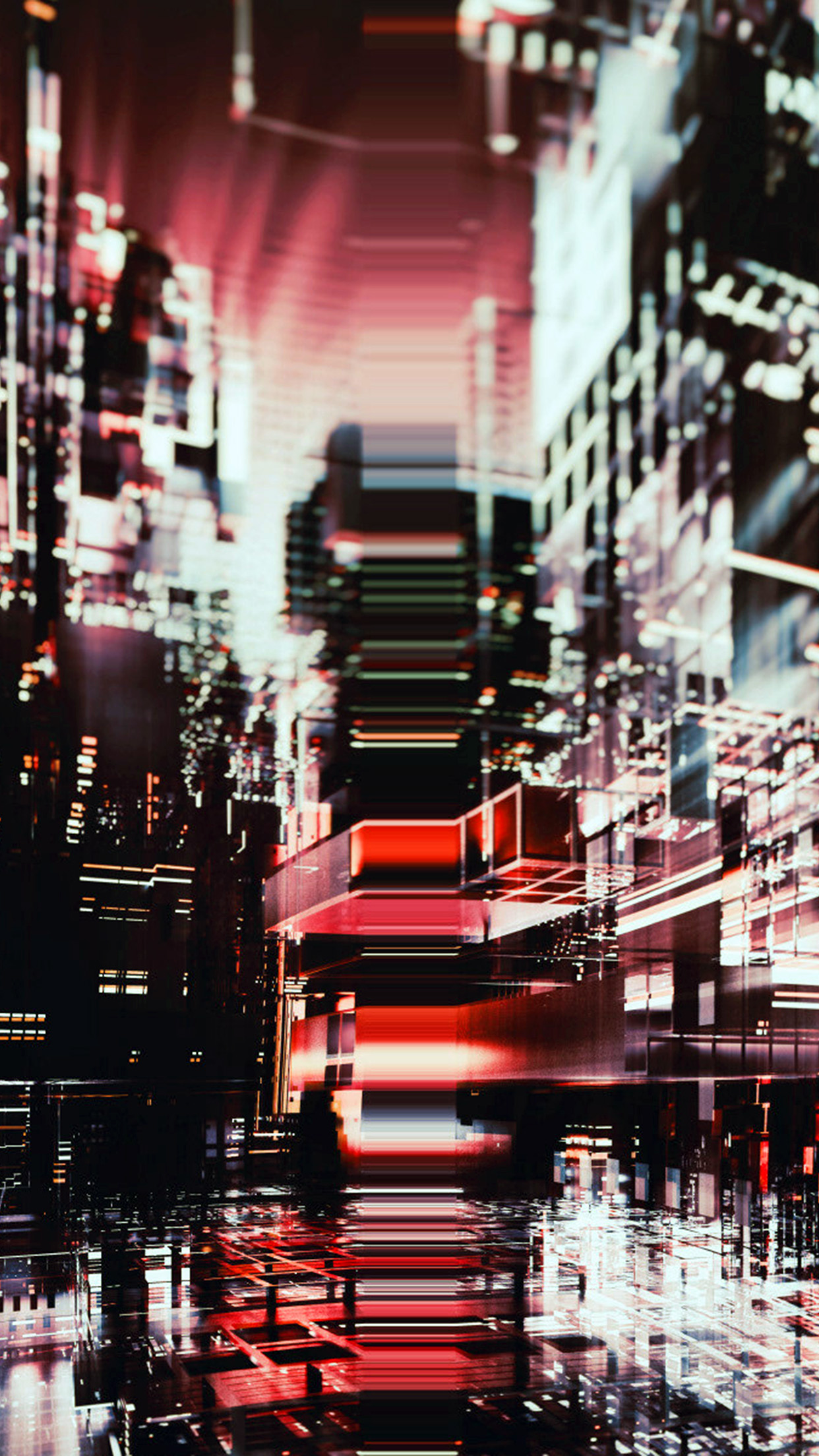 Red Light Abstract Art Black