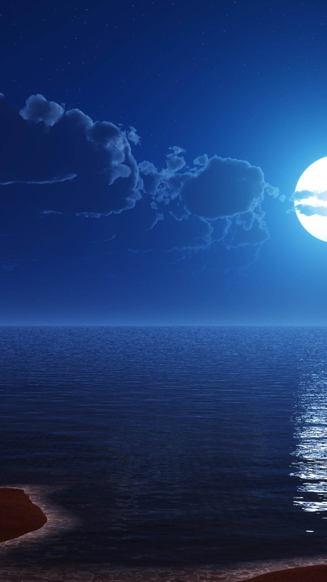 Beach Wallpaper 4K, Night, Seascape