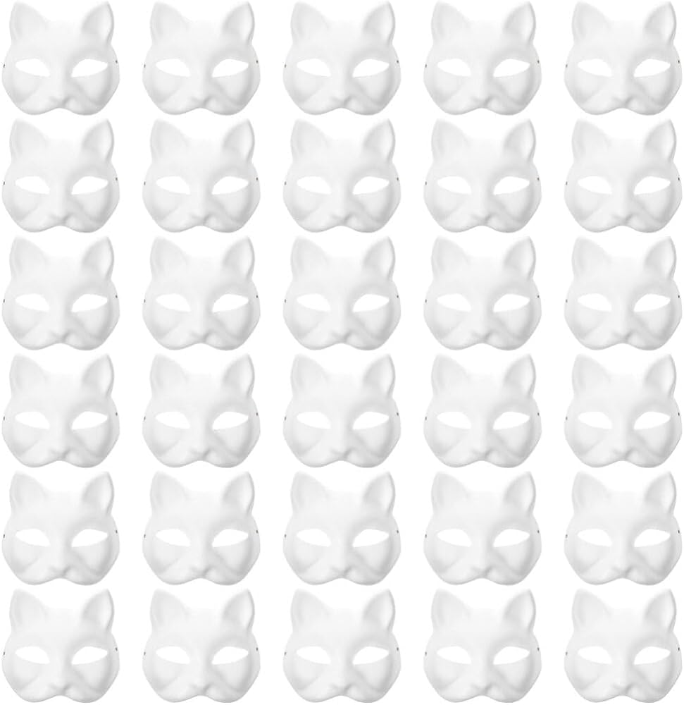 Therian Mask White Cat Fox Mask