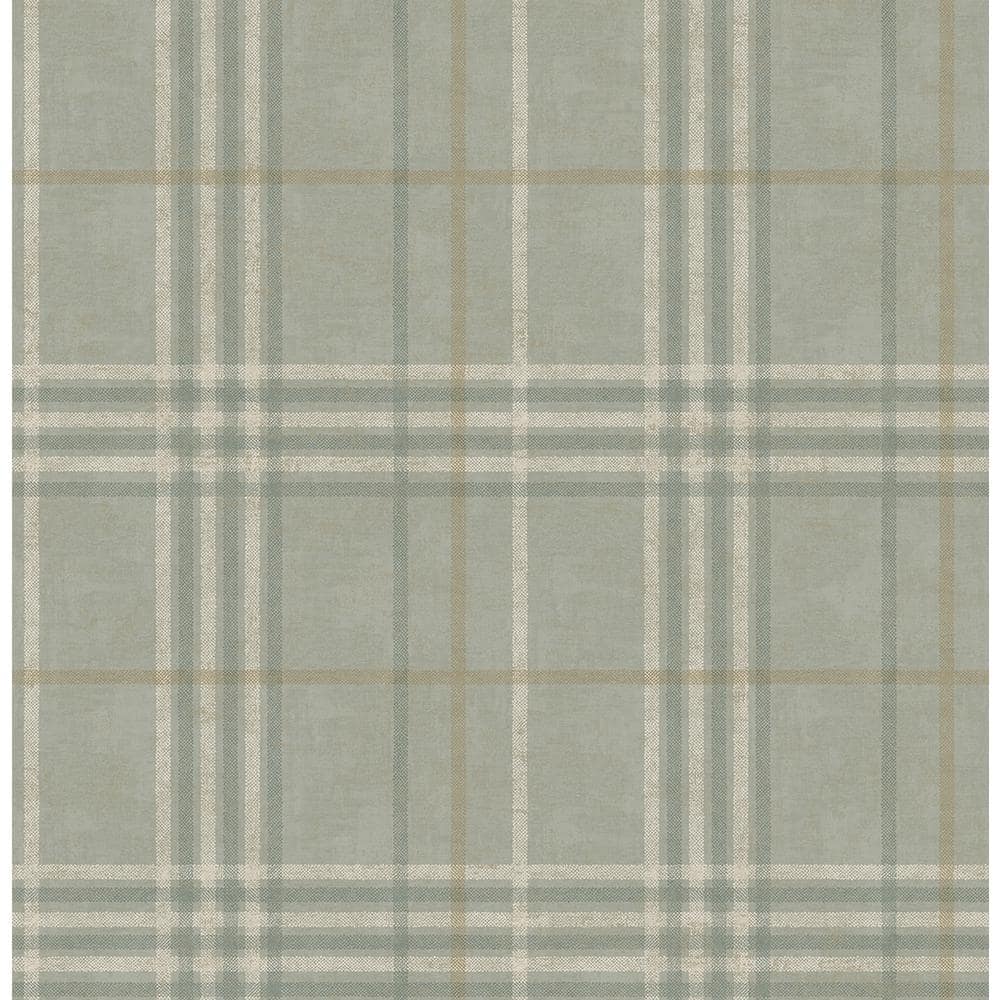 Chesapeake 3114 003316 Sage Rockefeller Plaid Wallpaper