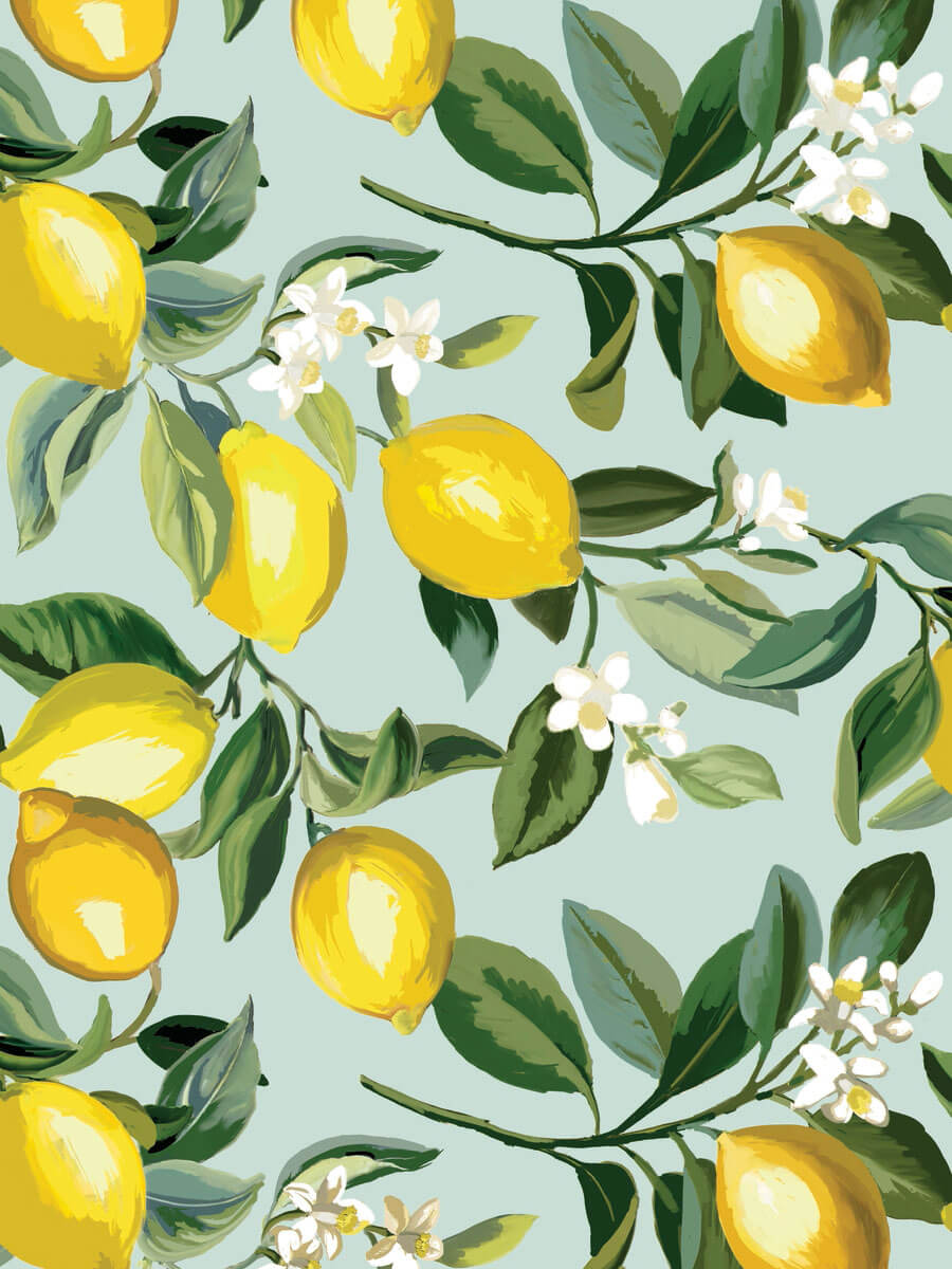 RoomMates Lemon Zest Peel and Stick Wallpaper Blue