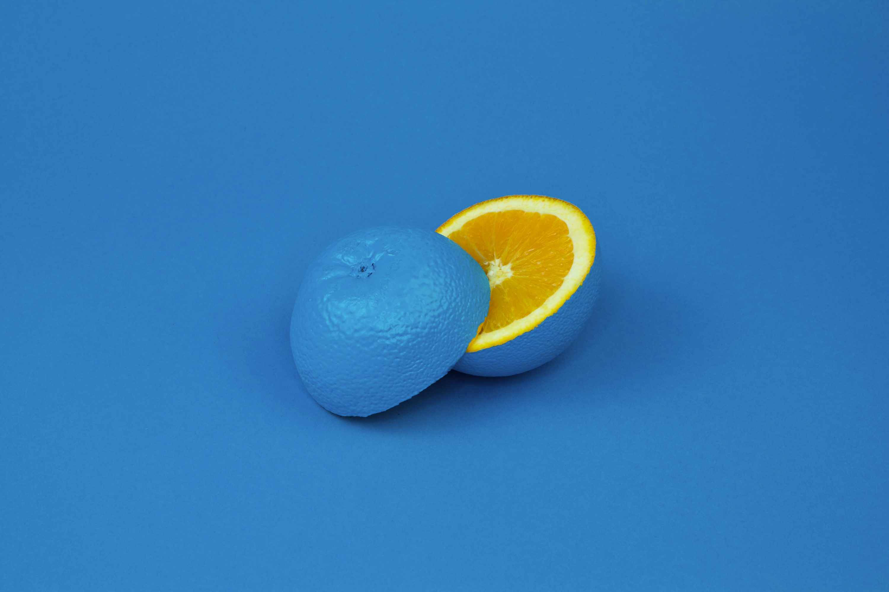 Blue lemon sliced into two halves photo
