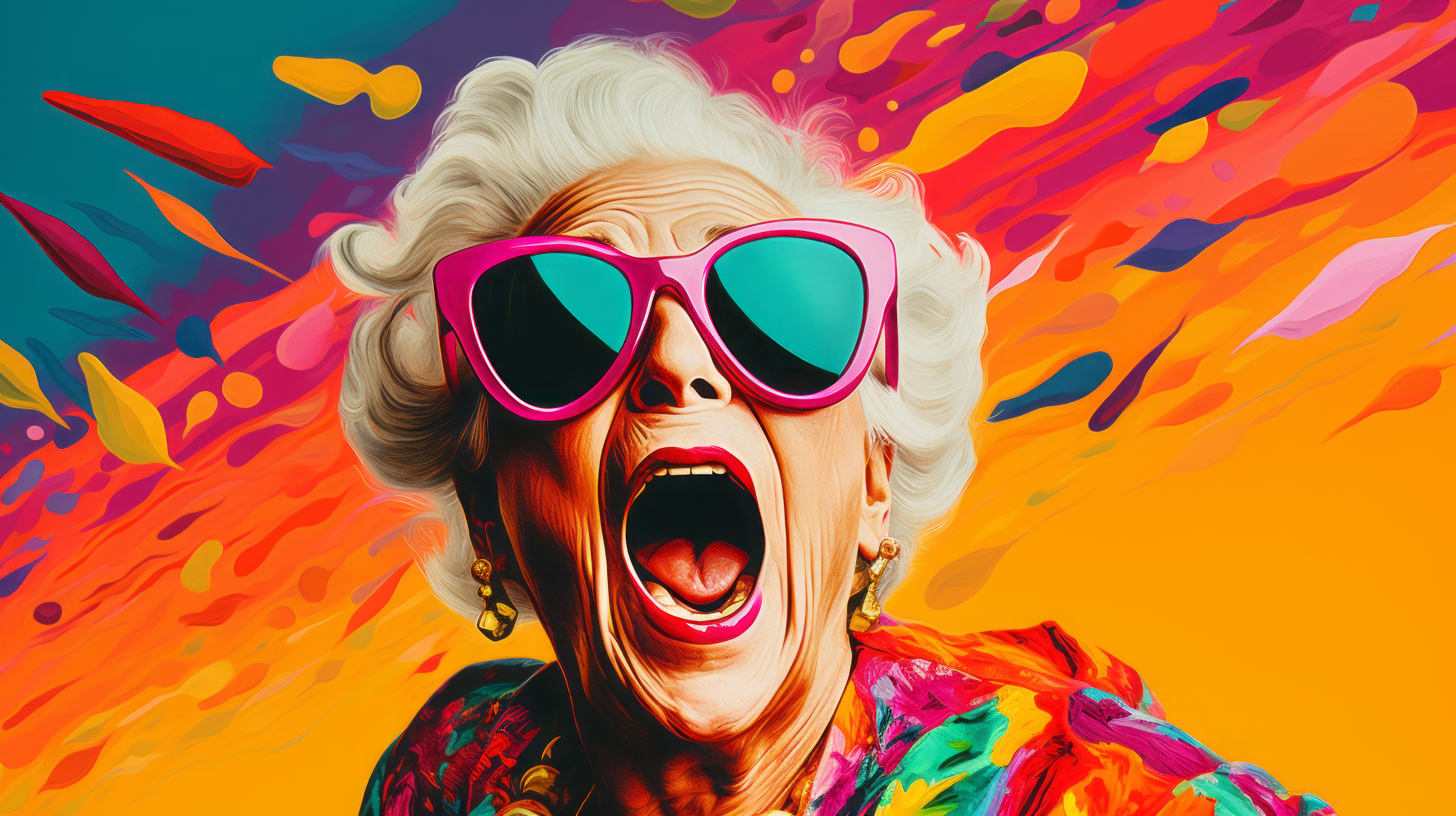 Vibrant Grandmother Pop Art HD