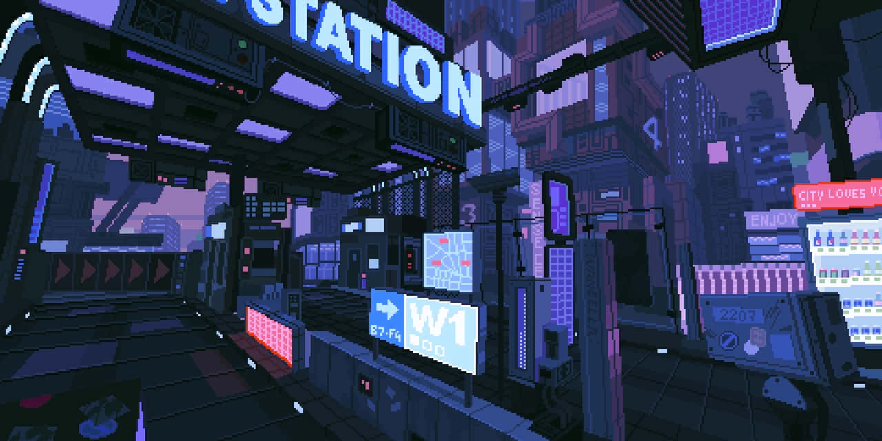 Cyberpunk Pixel Art HD Wallpaper
