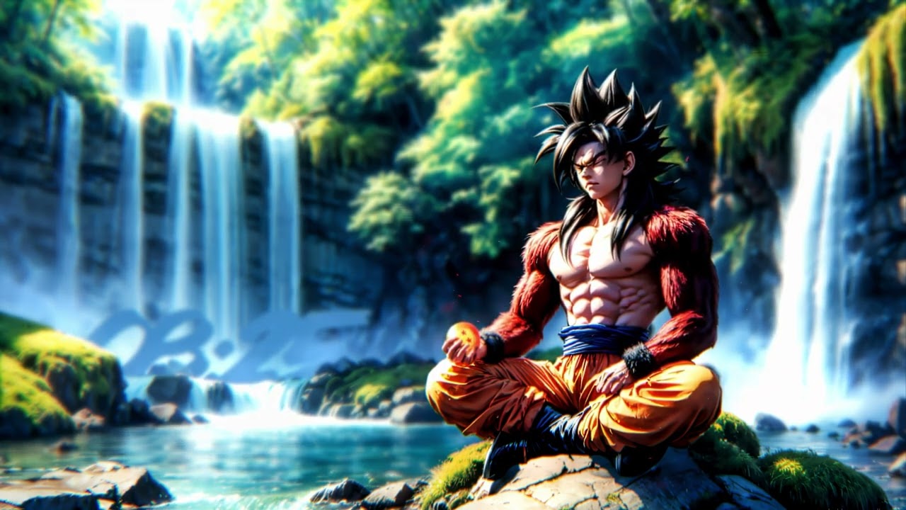 Goku Meditating Super Saiyan 4 Dragon