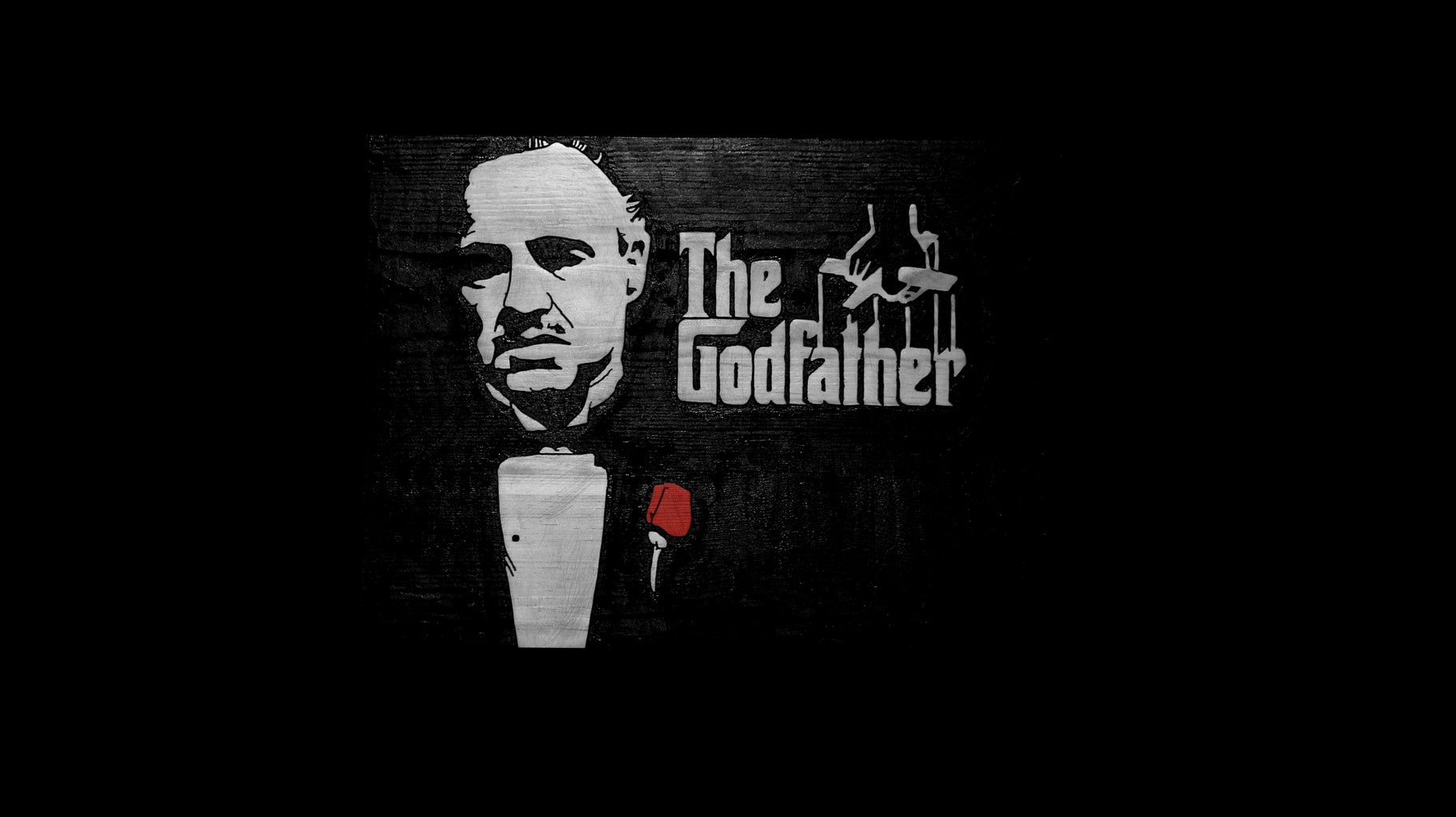 Godfather Movie Poster Carved in Wood