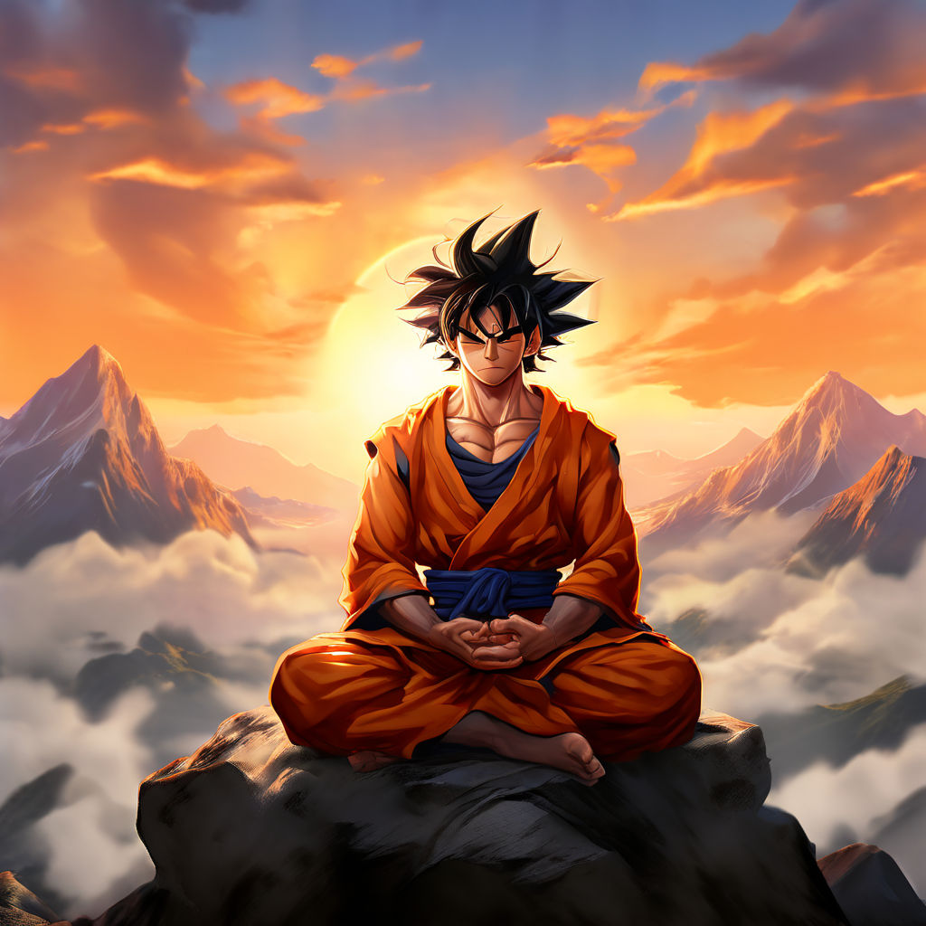 cybernetic goku meditating