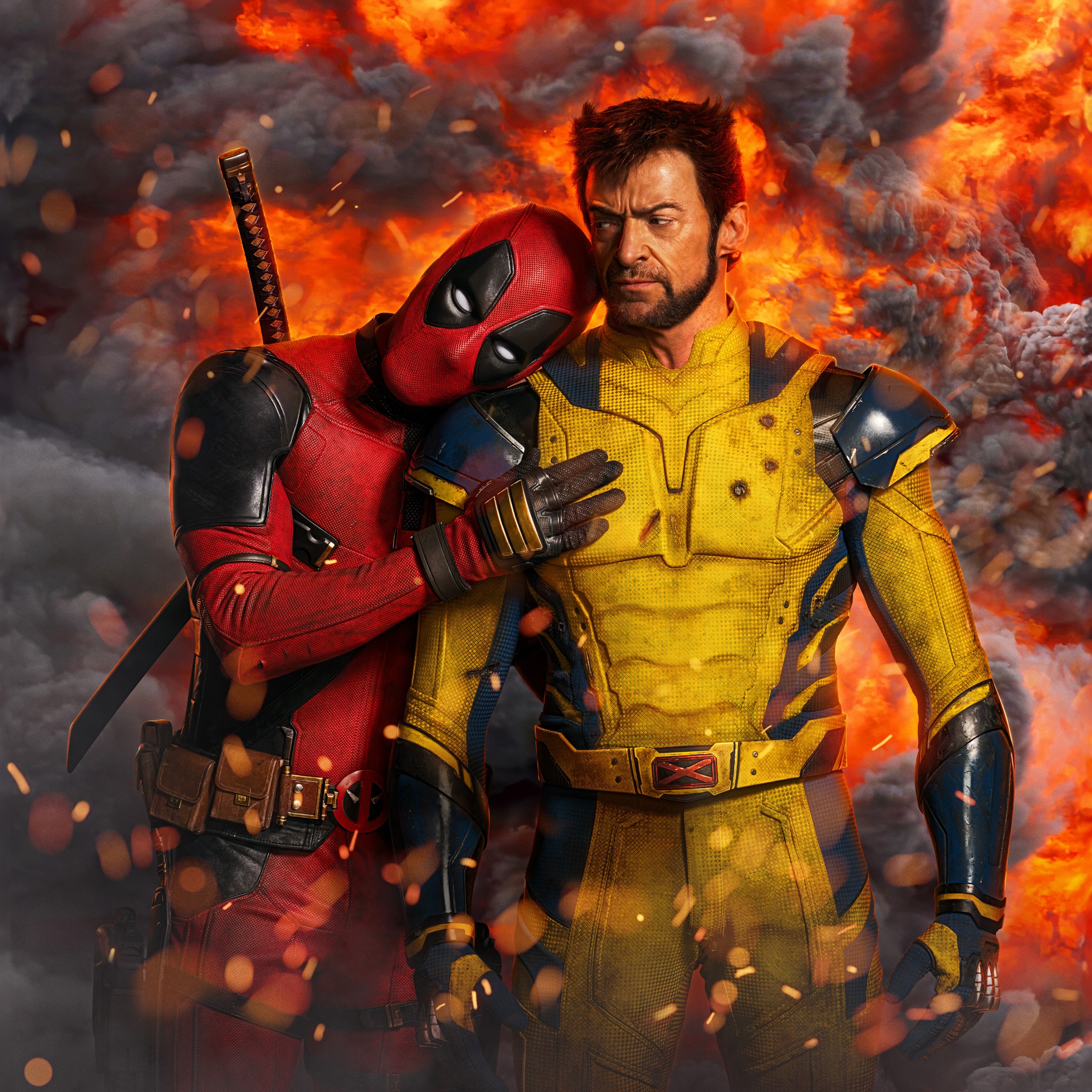 Deadpool & Wolverine Wallpaper 4K, Fire