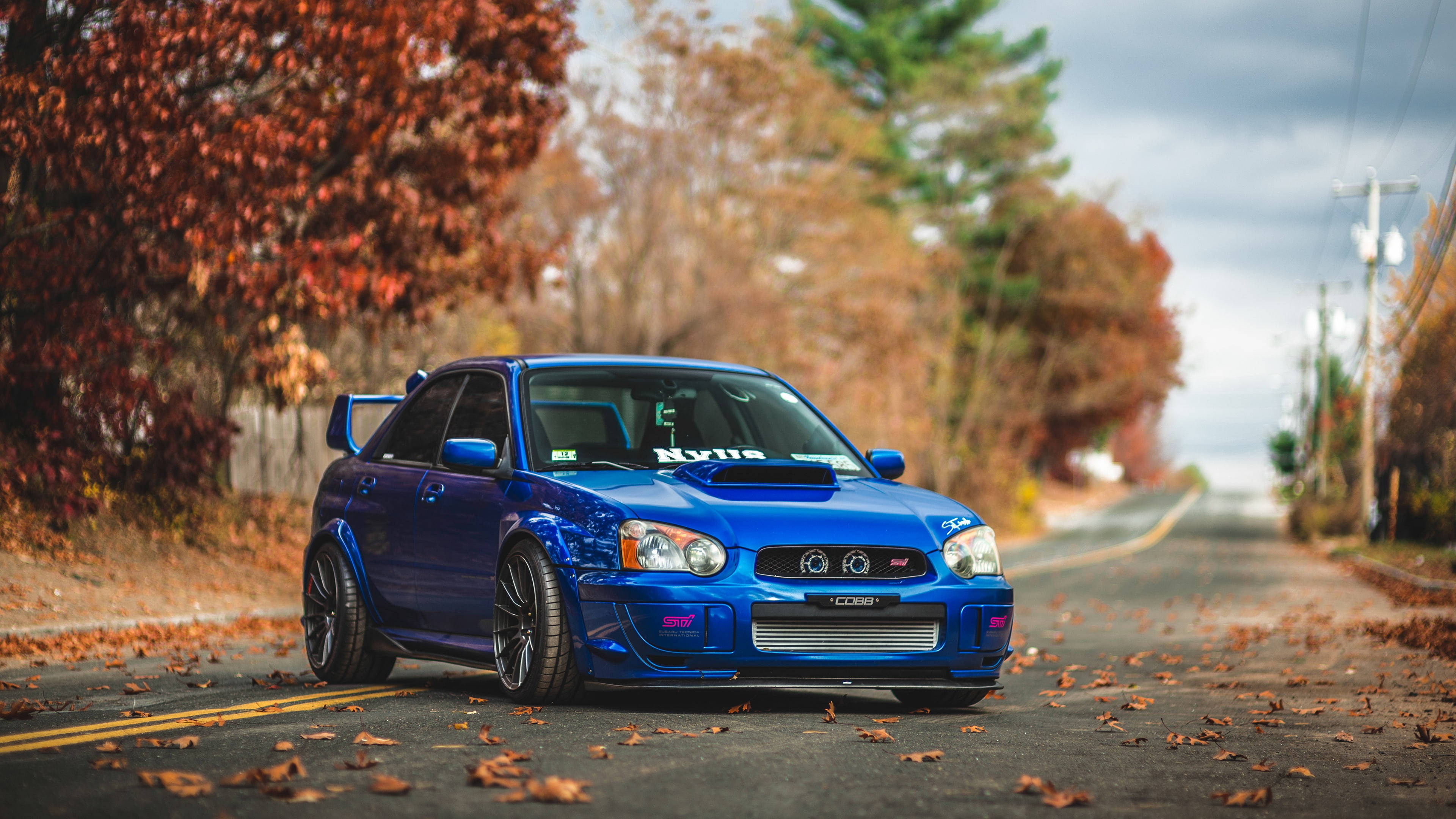 Fall Subaru WRX STI 4K Wallpaper