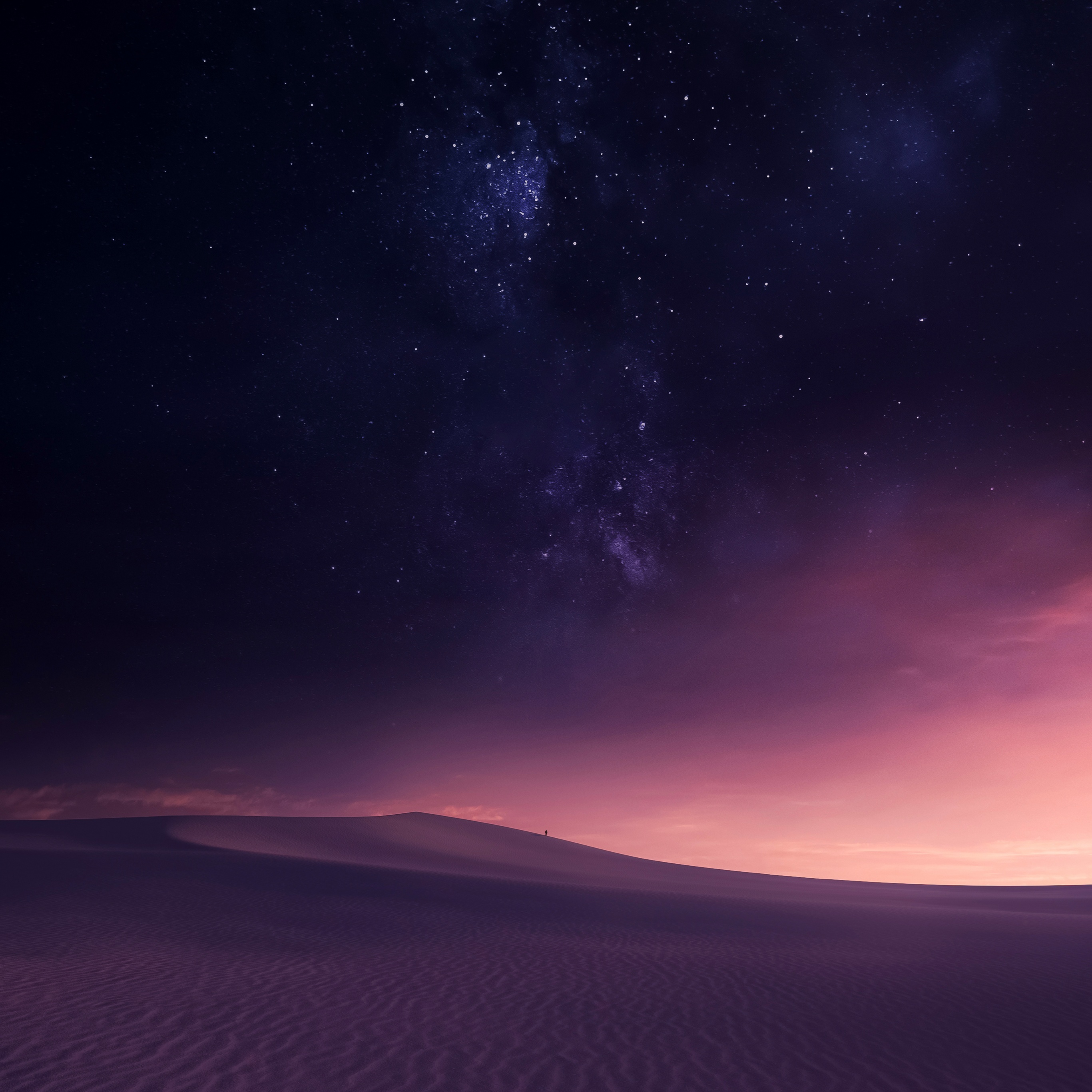 Desert Wallpaper 4K, Night sky, Sand