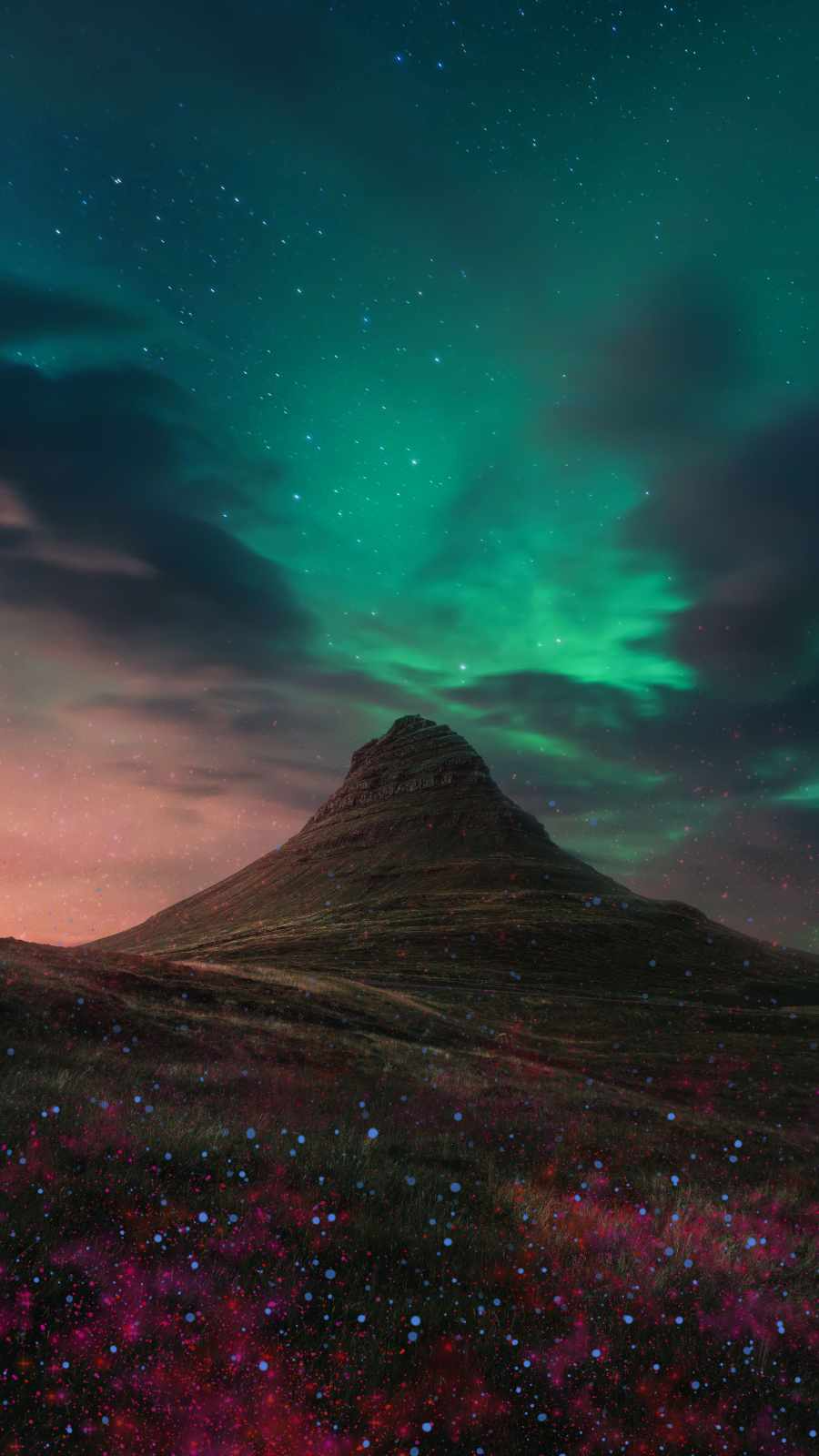 Iceland Mountains Northern Lights 4K