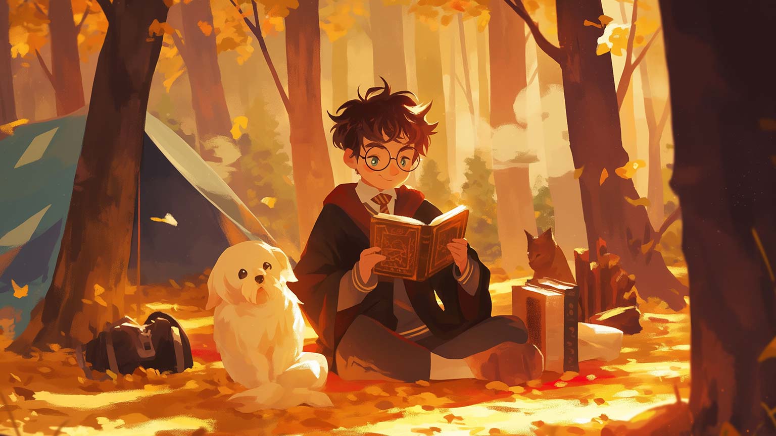 Harry Potter with Book Desktop Wallpaper Potter Wallpaper