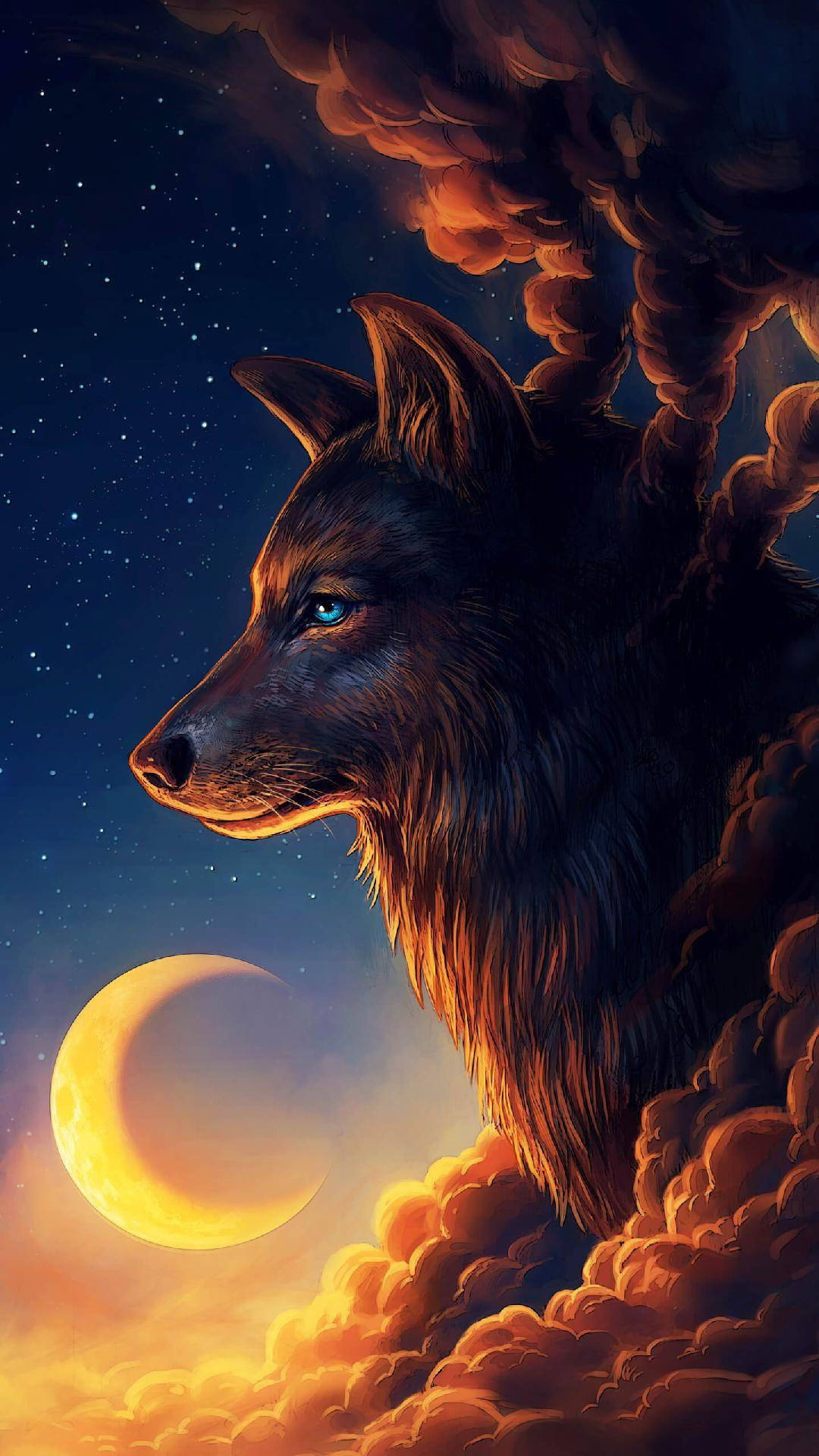 Download free Black Wolf In The Clouds