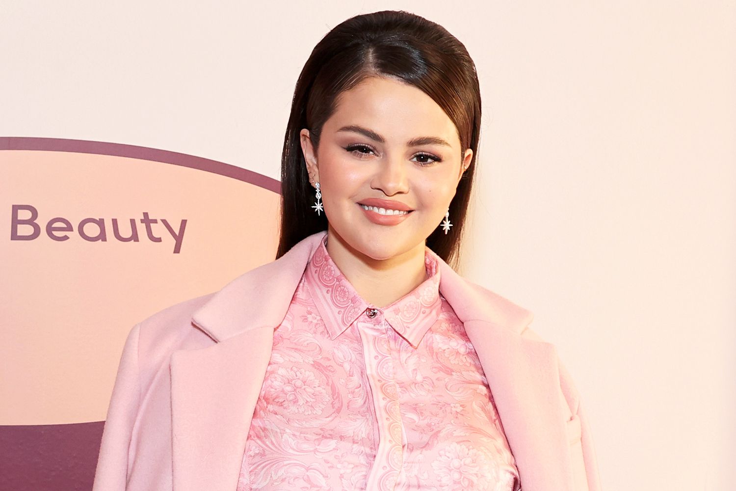 Selena Gomez Wears Head To Toe Blush