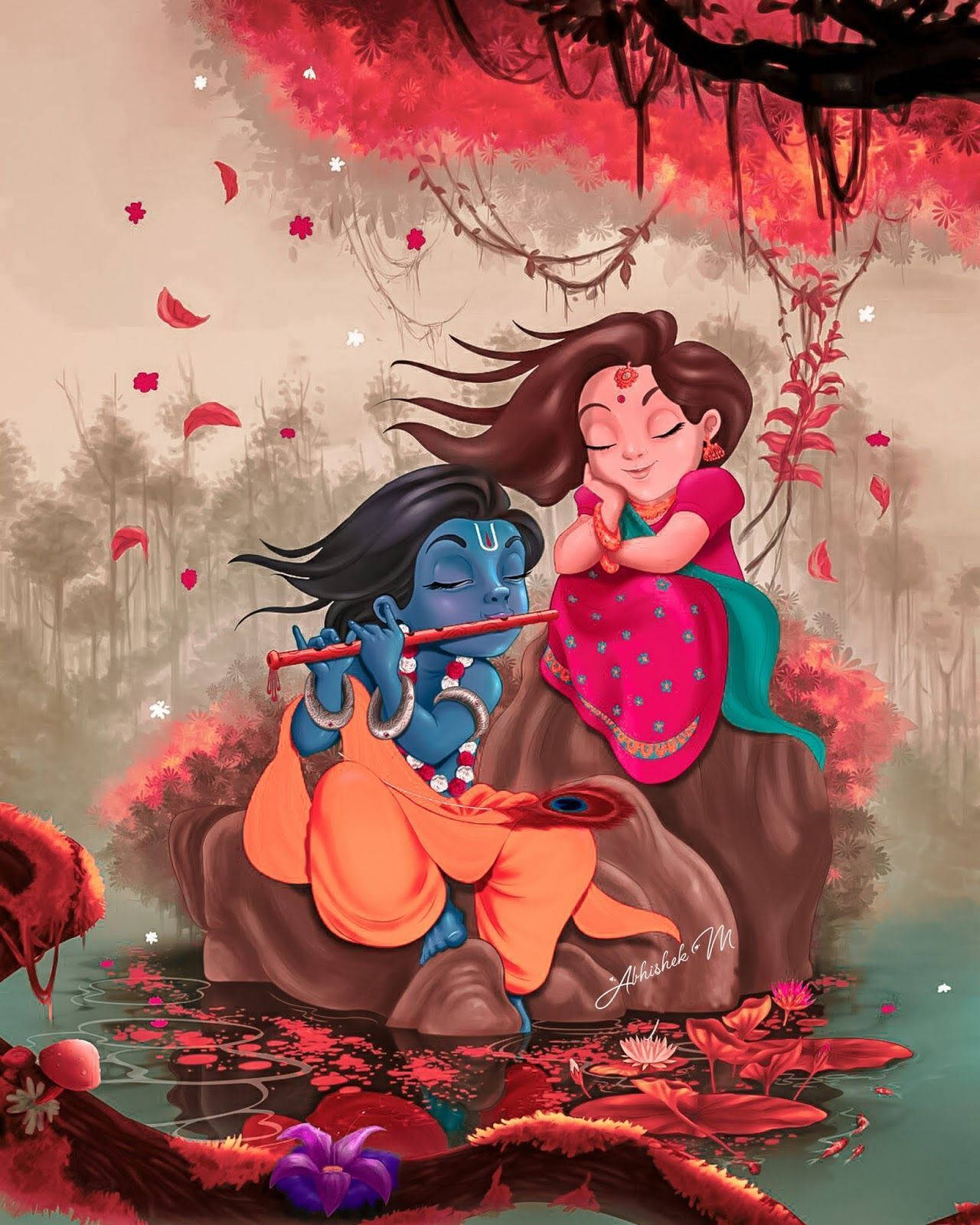 Cute Radha Krishna HD Wallpaper