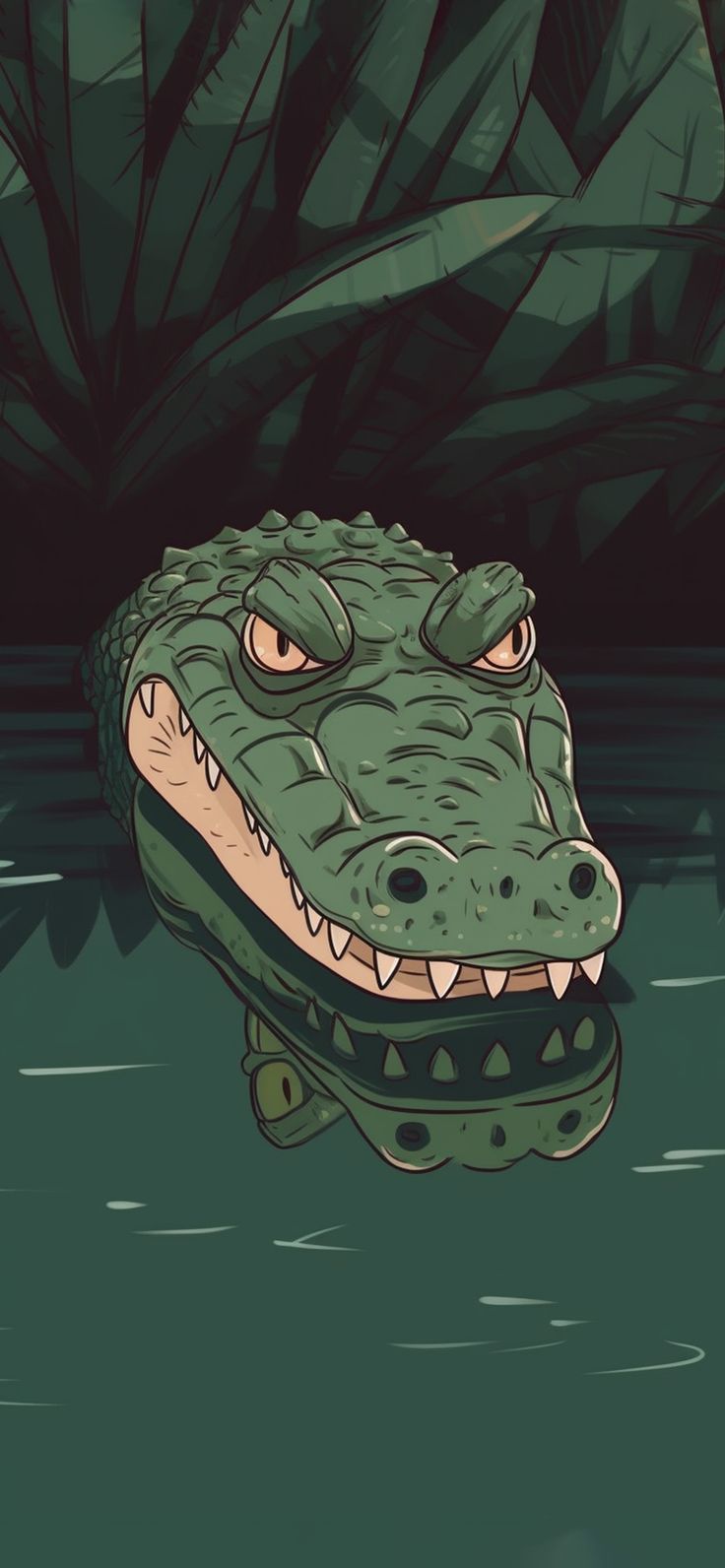Crouching Alligator Green Wallpaper