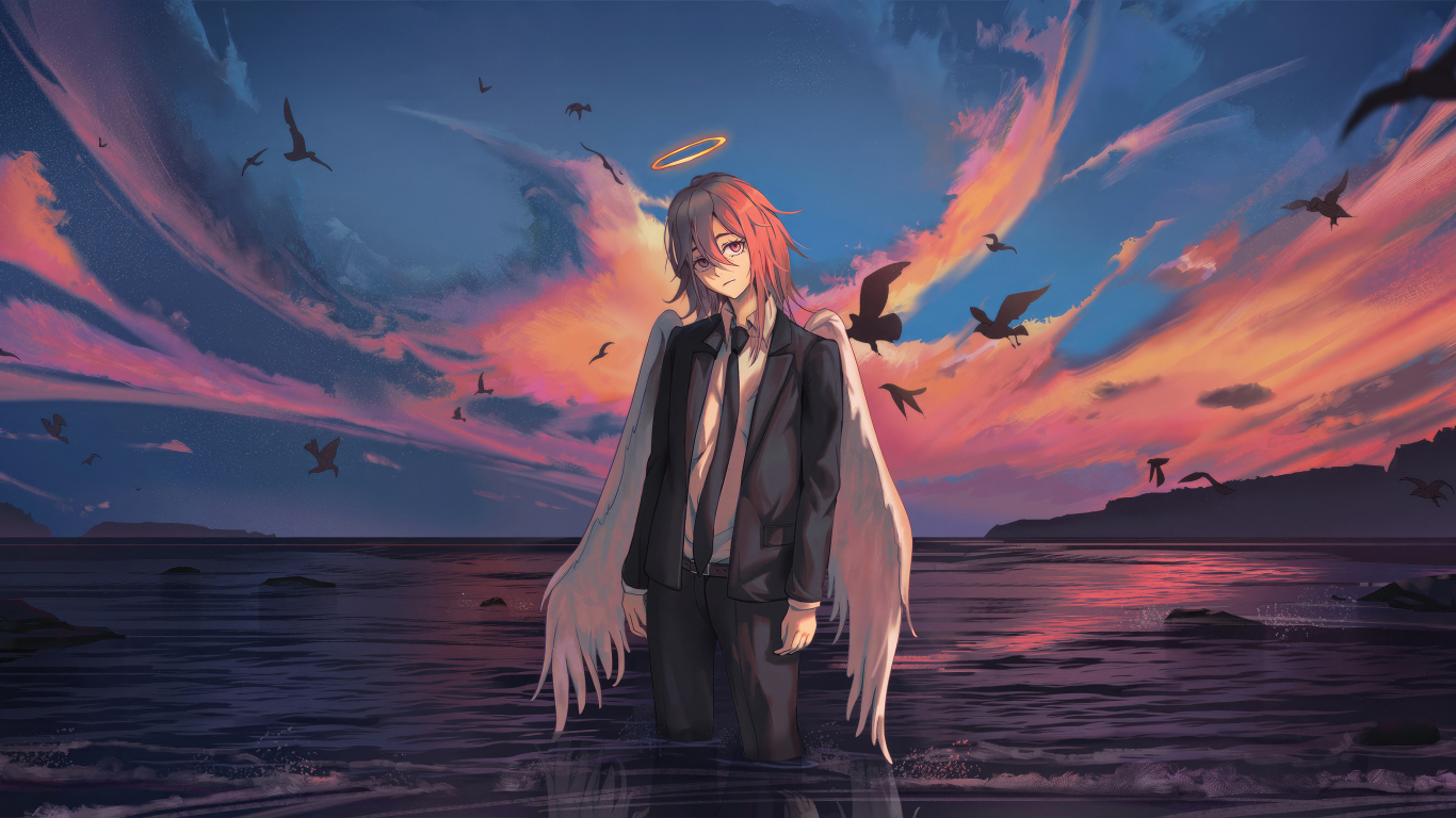 Download wallpaper 1366x768 angel devil