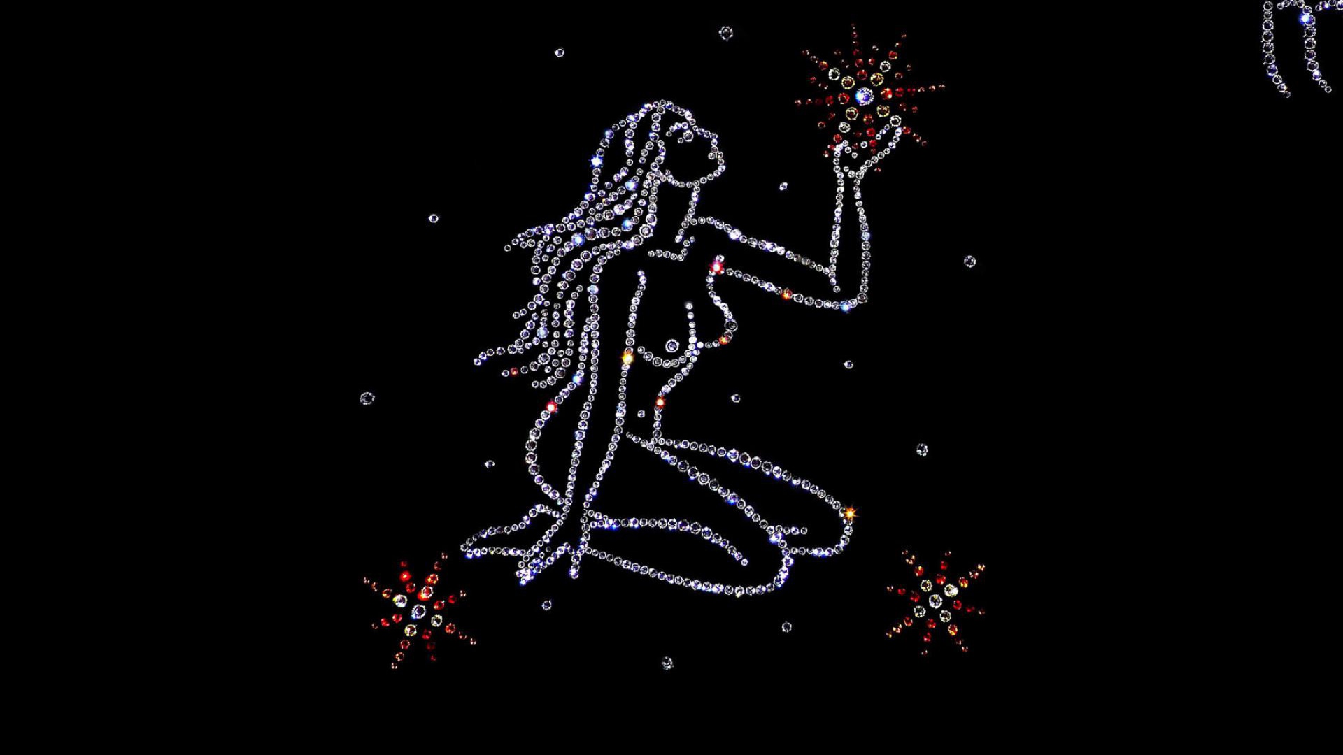Brilliant zodiac sign Virgo on a black