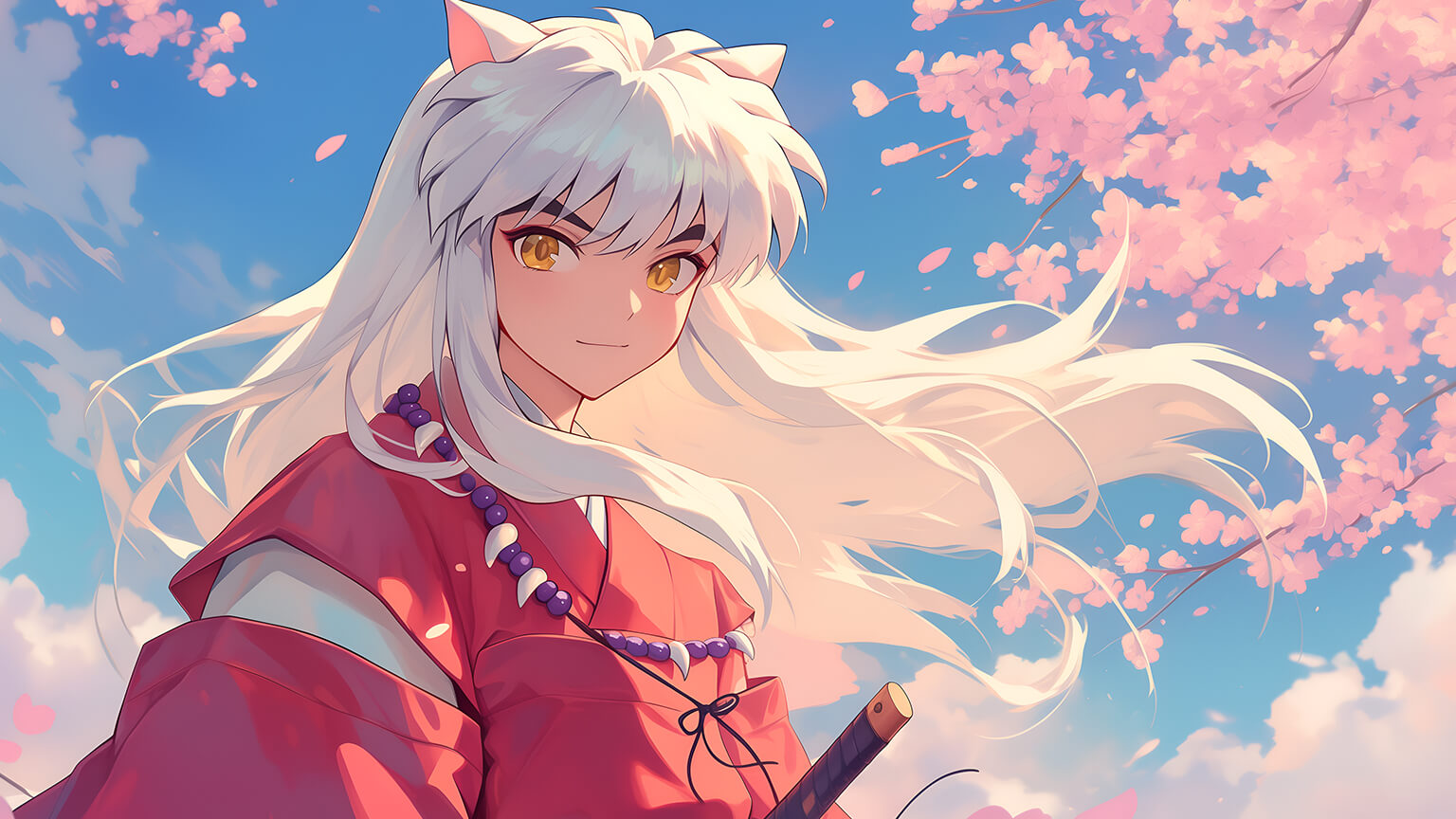 Inuyasha Pink Blossom Desktop Wallpaper