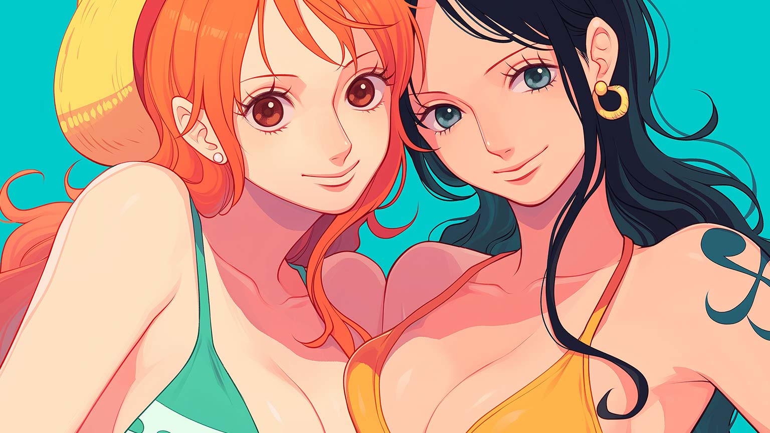One Piece Nami Robin Beach Desktop