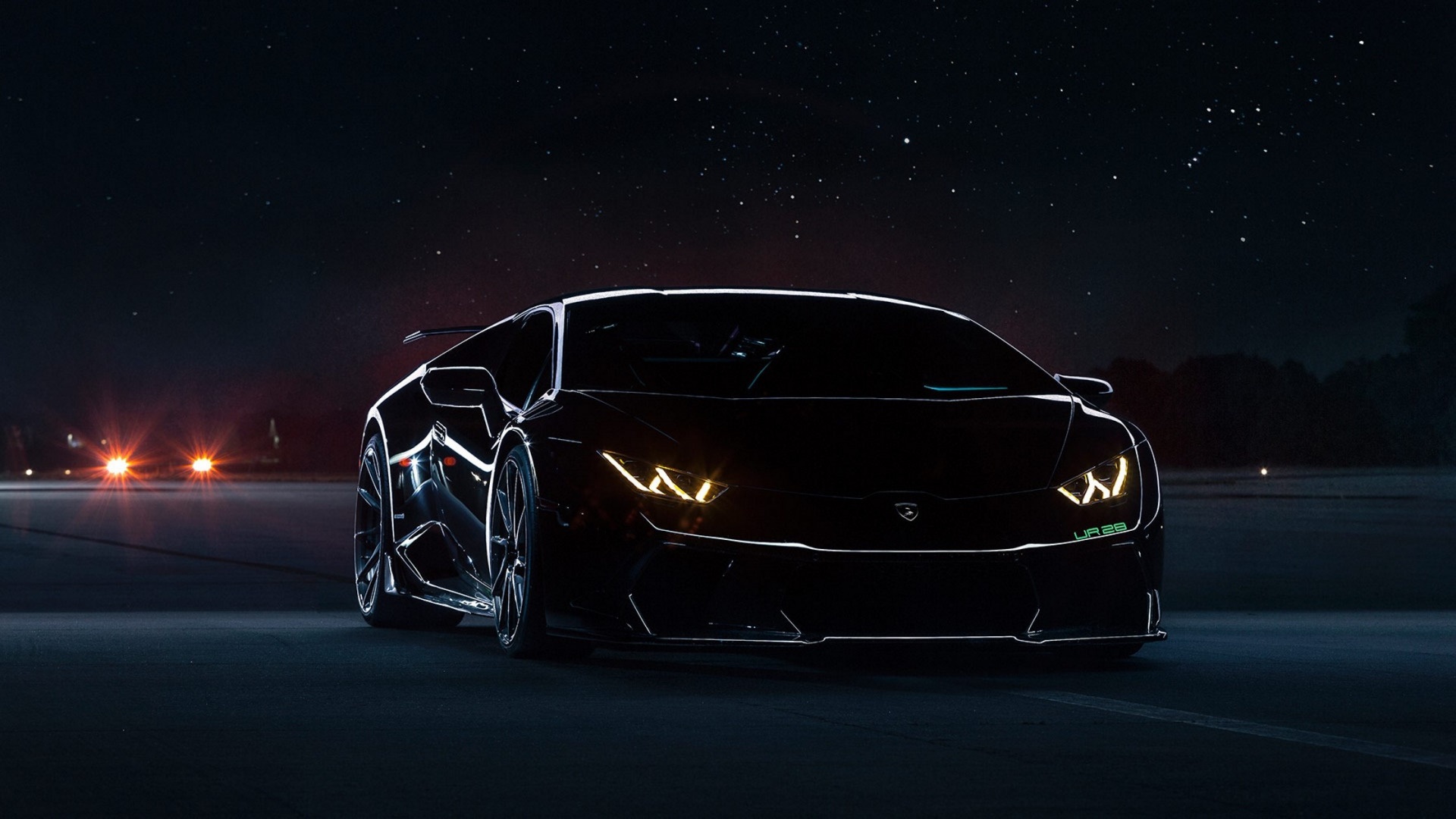 Black Lamborghini Huracan at night