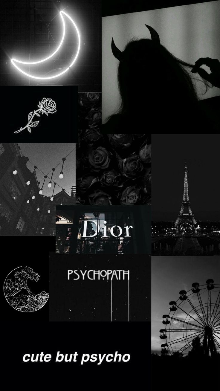 Cute But Psychic Black Collage Wallpaper