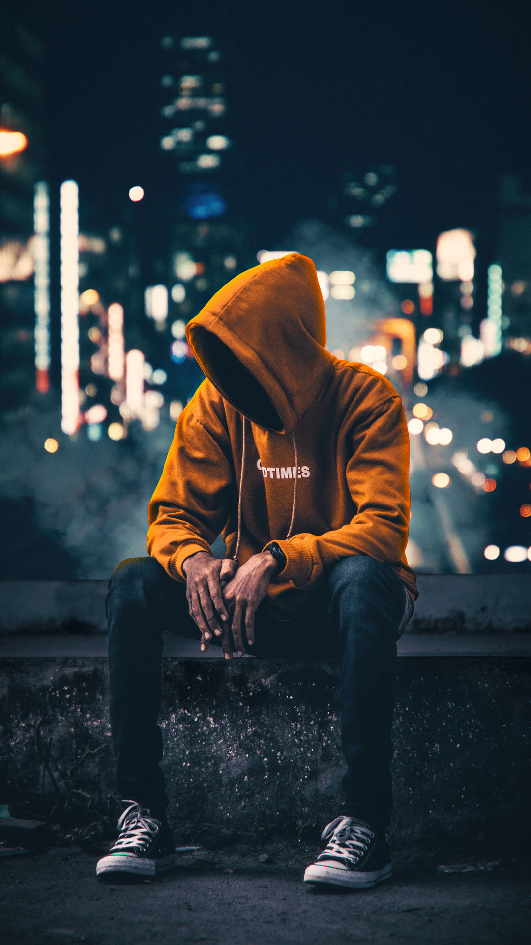 Hoodie Anonymus Boy Sitting