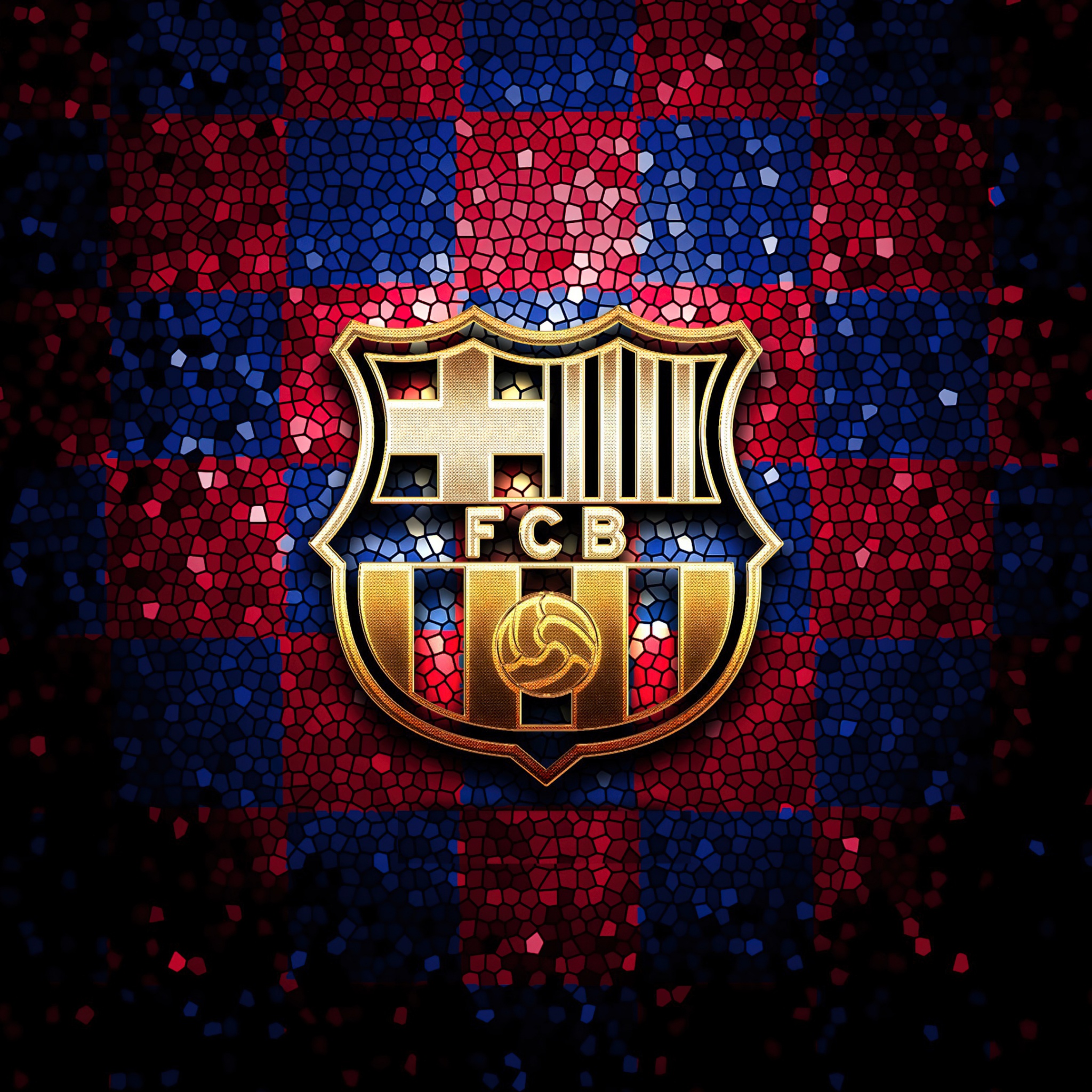 FCB Wallpaper 4K, Mosaic, Logo, Dark