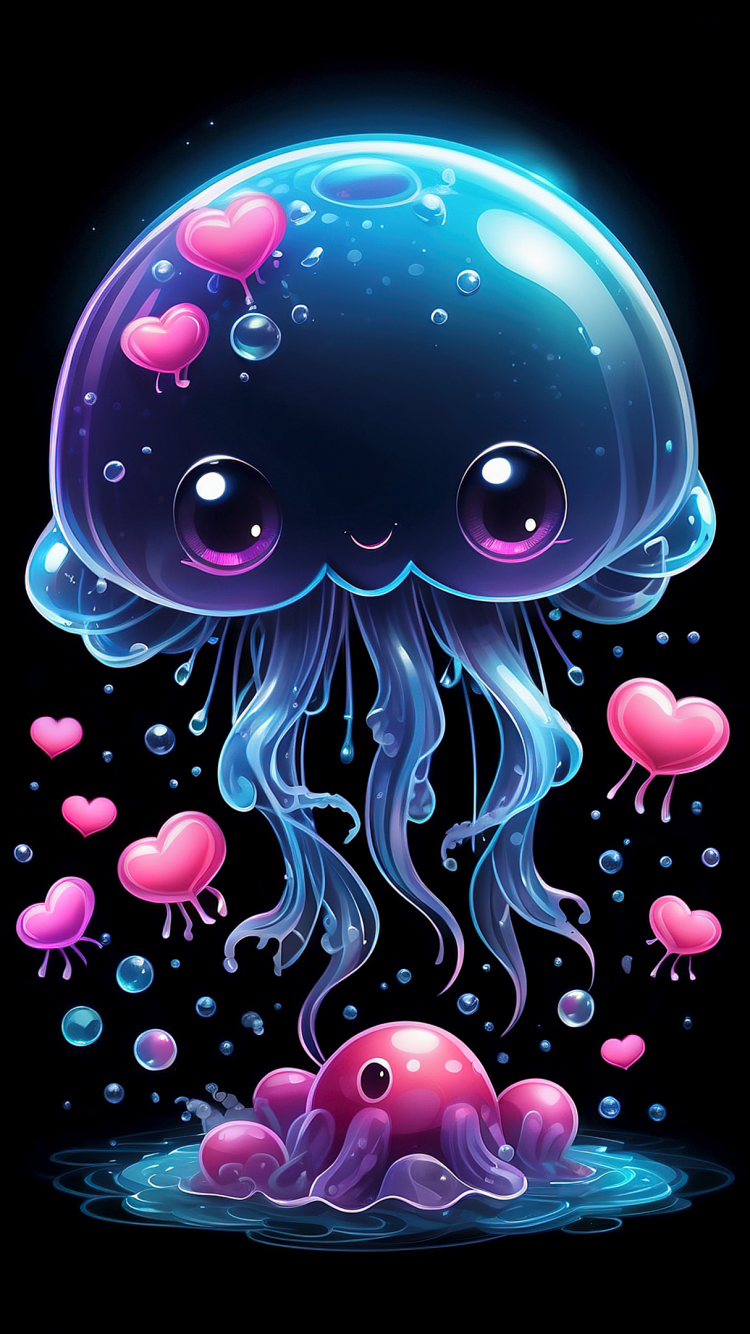Jellyfish Wallpaper 4K, Cute art, Love