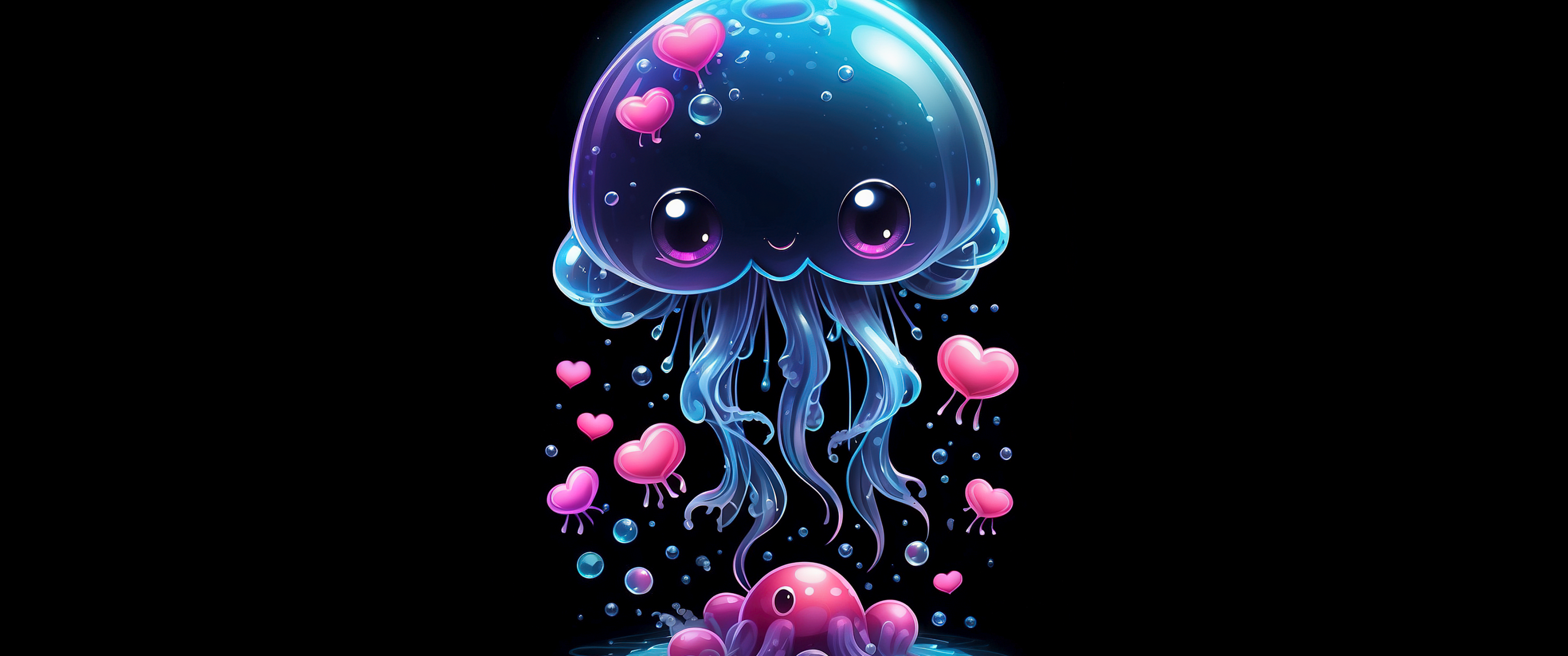 Jellyfish Wallpaper 4K, Cute art, Love