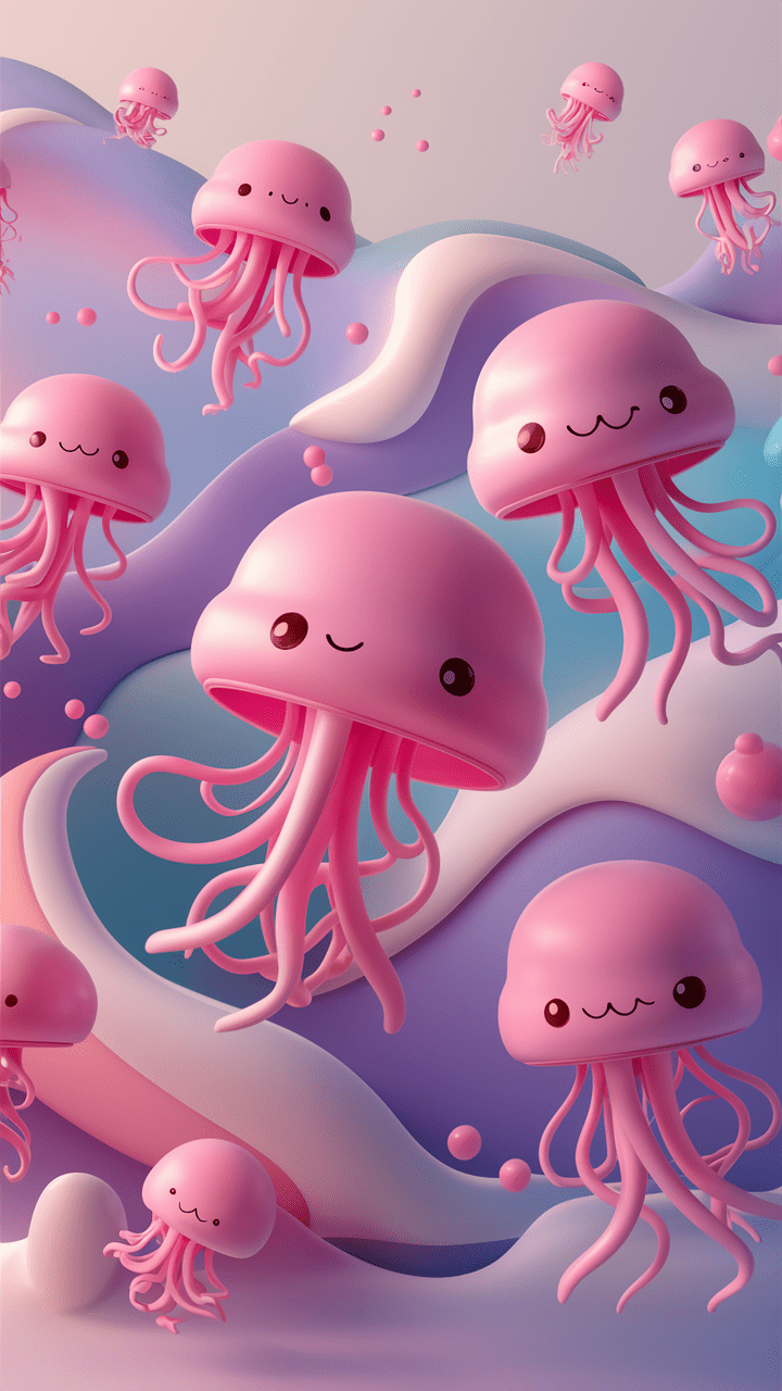Jellyfish Drawing Wallpaper Pink Cute