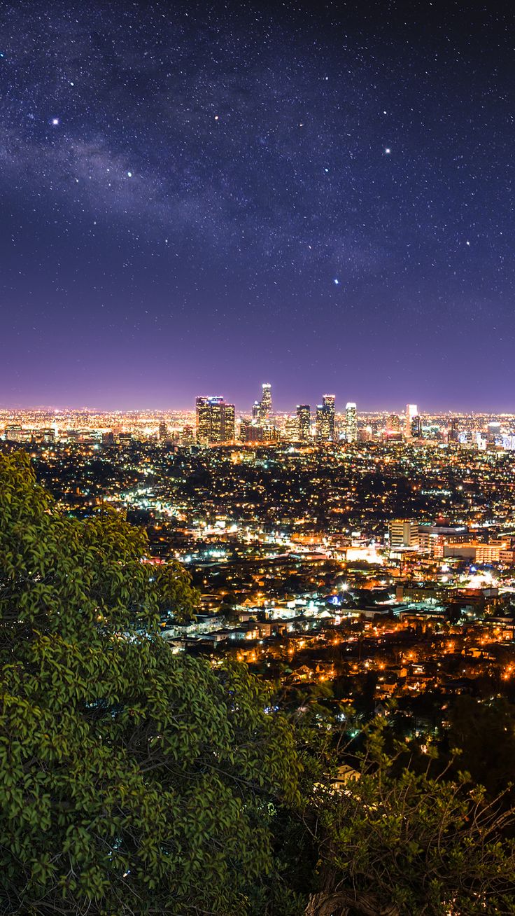 Starry night in Los Angeles, California