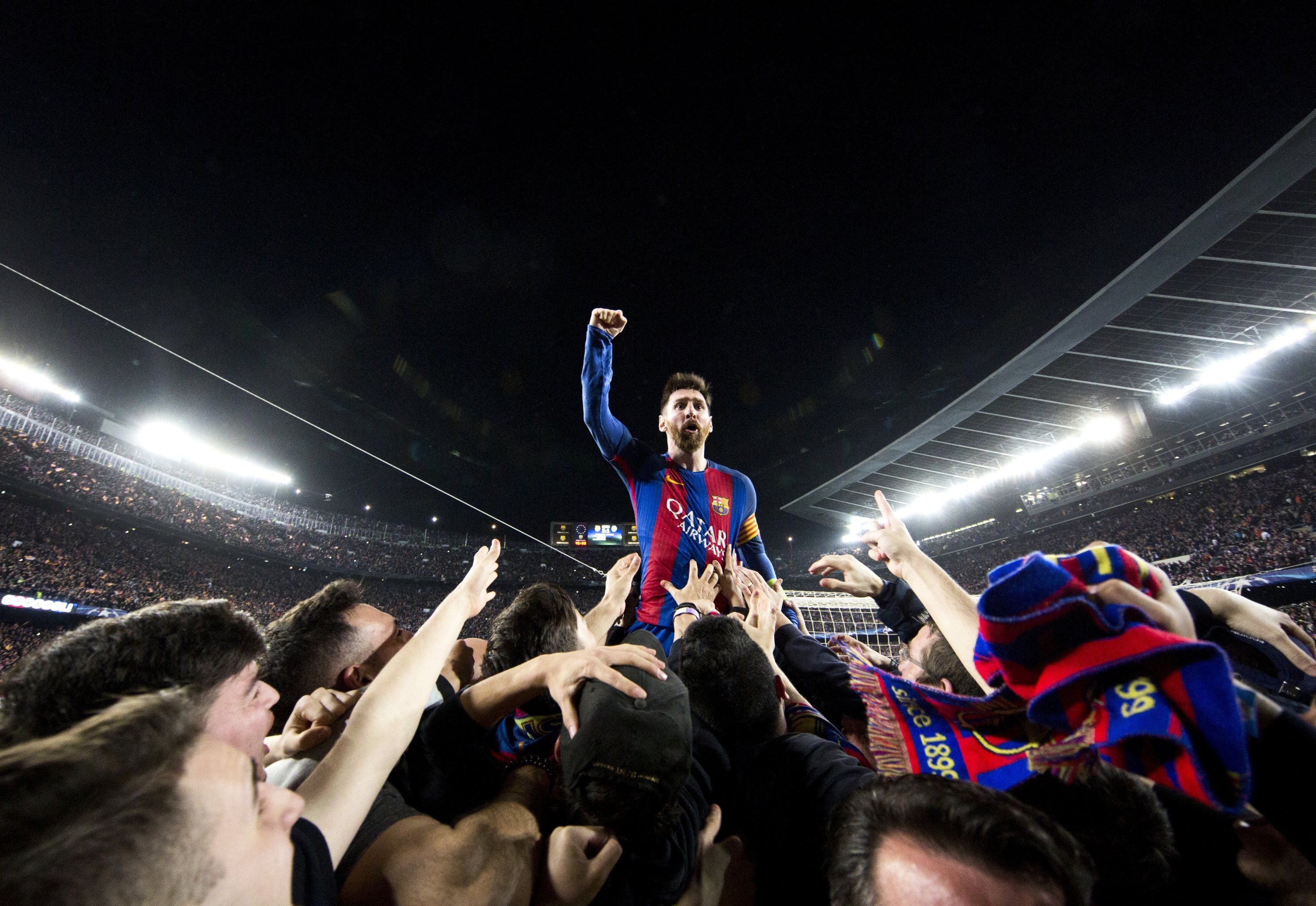 MESSI CELEBRATES AFTER THE REMONTADA
