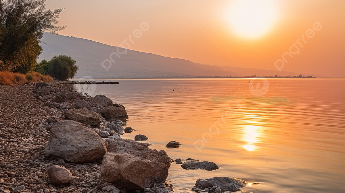 The Dead Sea At Sunset While Walking On