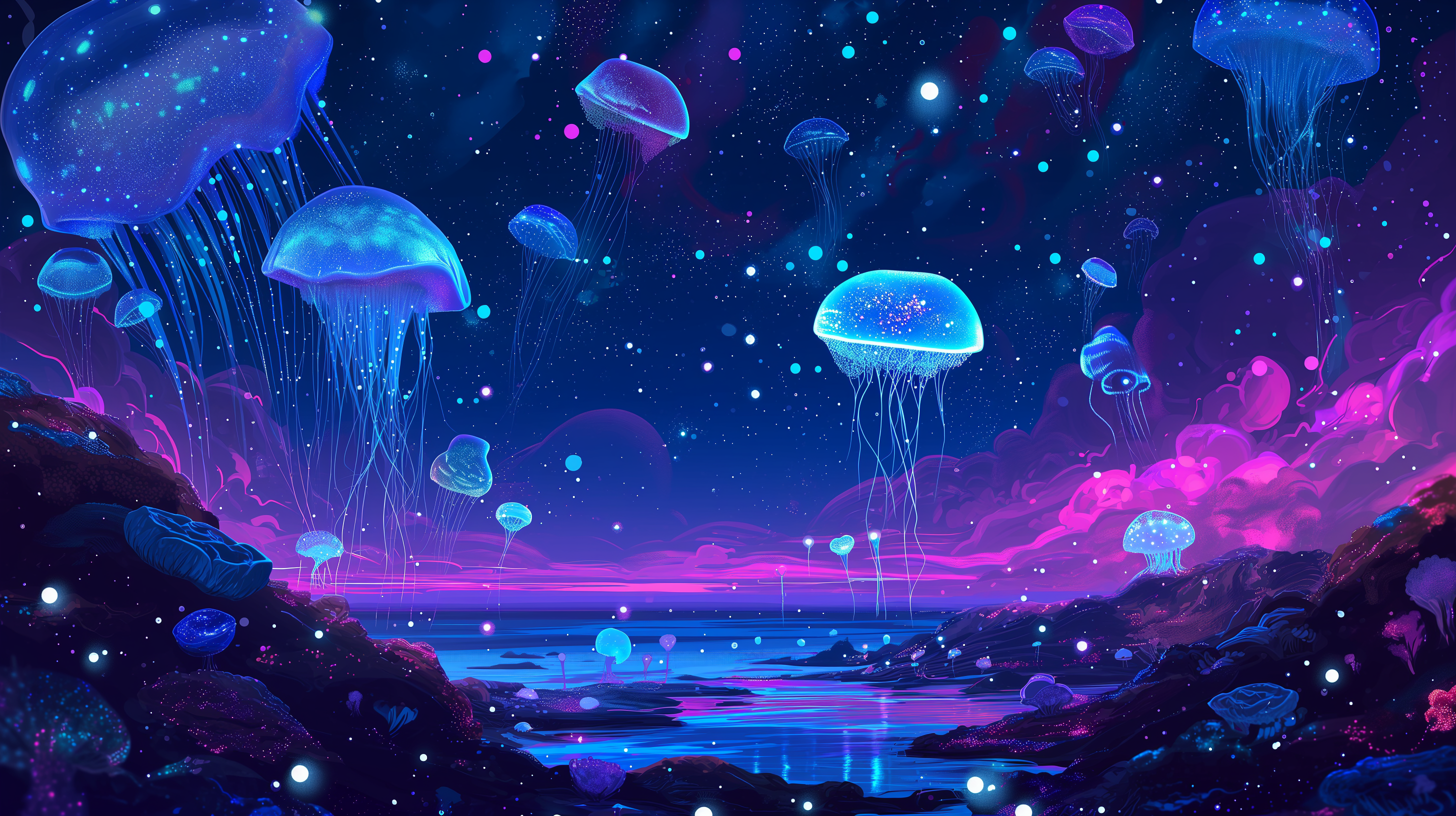 Bioluminescent Fantasy Jellyfish HD
