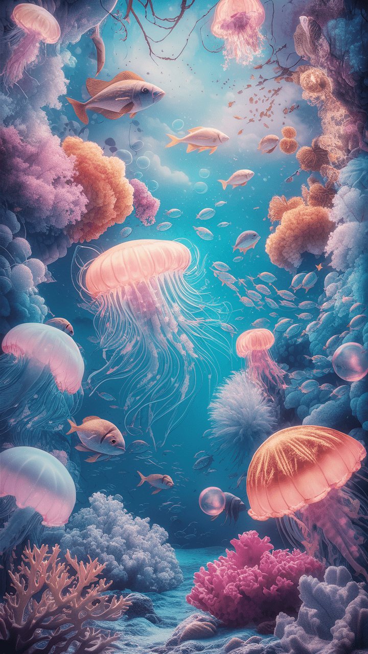 Purple Jellyfish Wallpaper Drawing