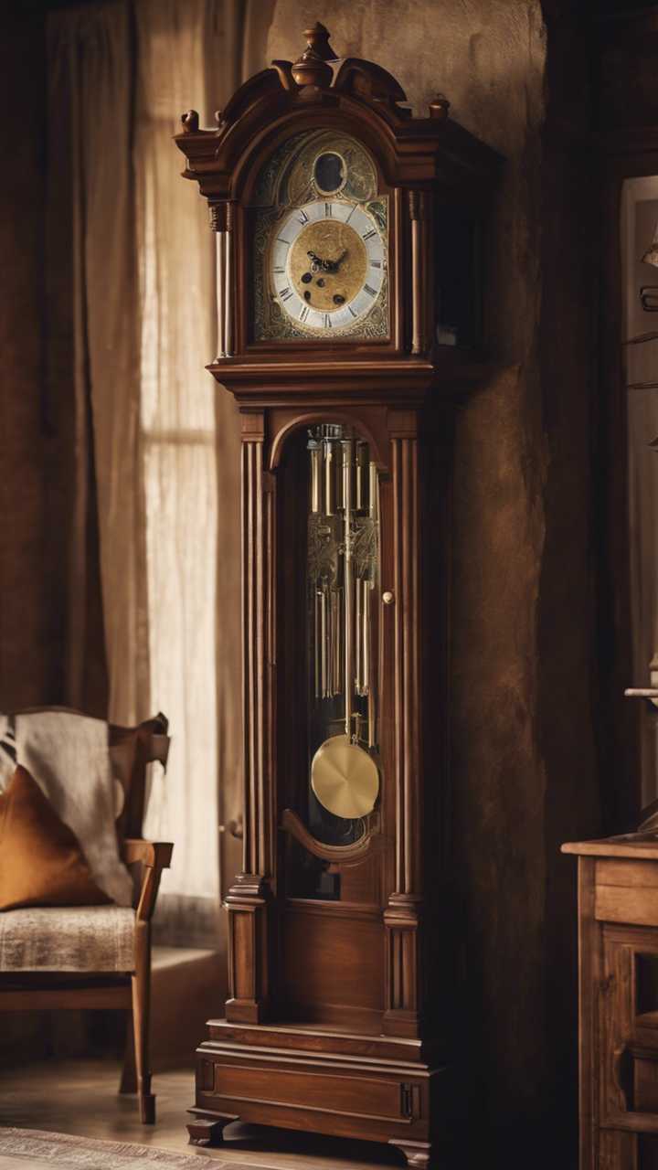 An antique grandfather clock standing