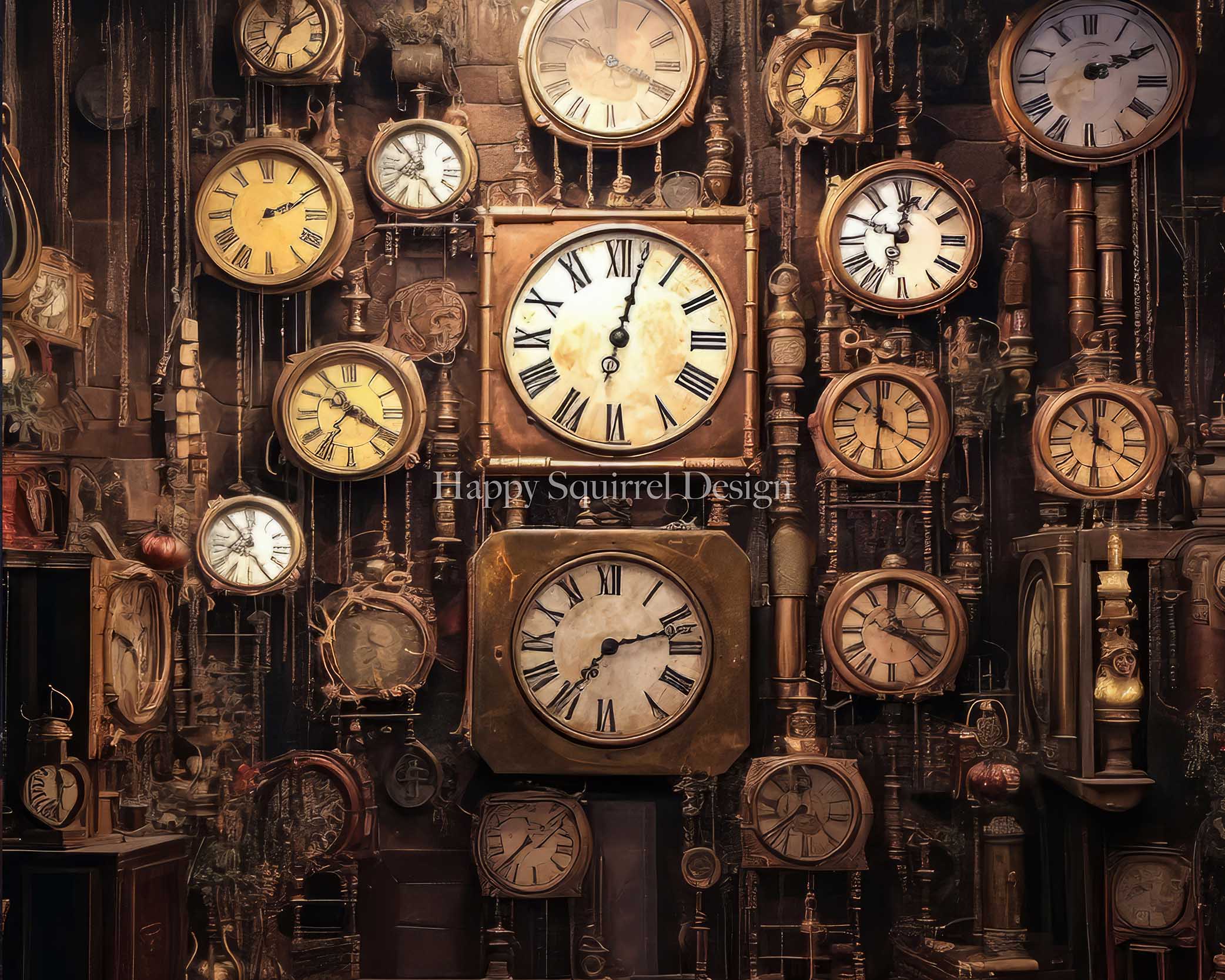 Kate Antique Clock Wall Backdrop