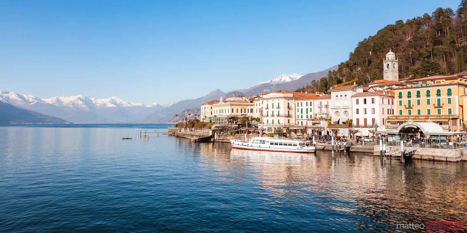 Panoramic of Bellagio waterfront, lake