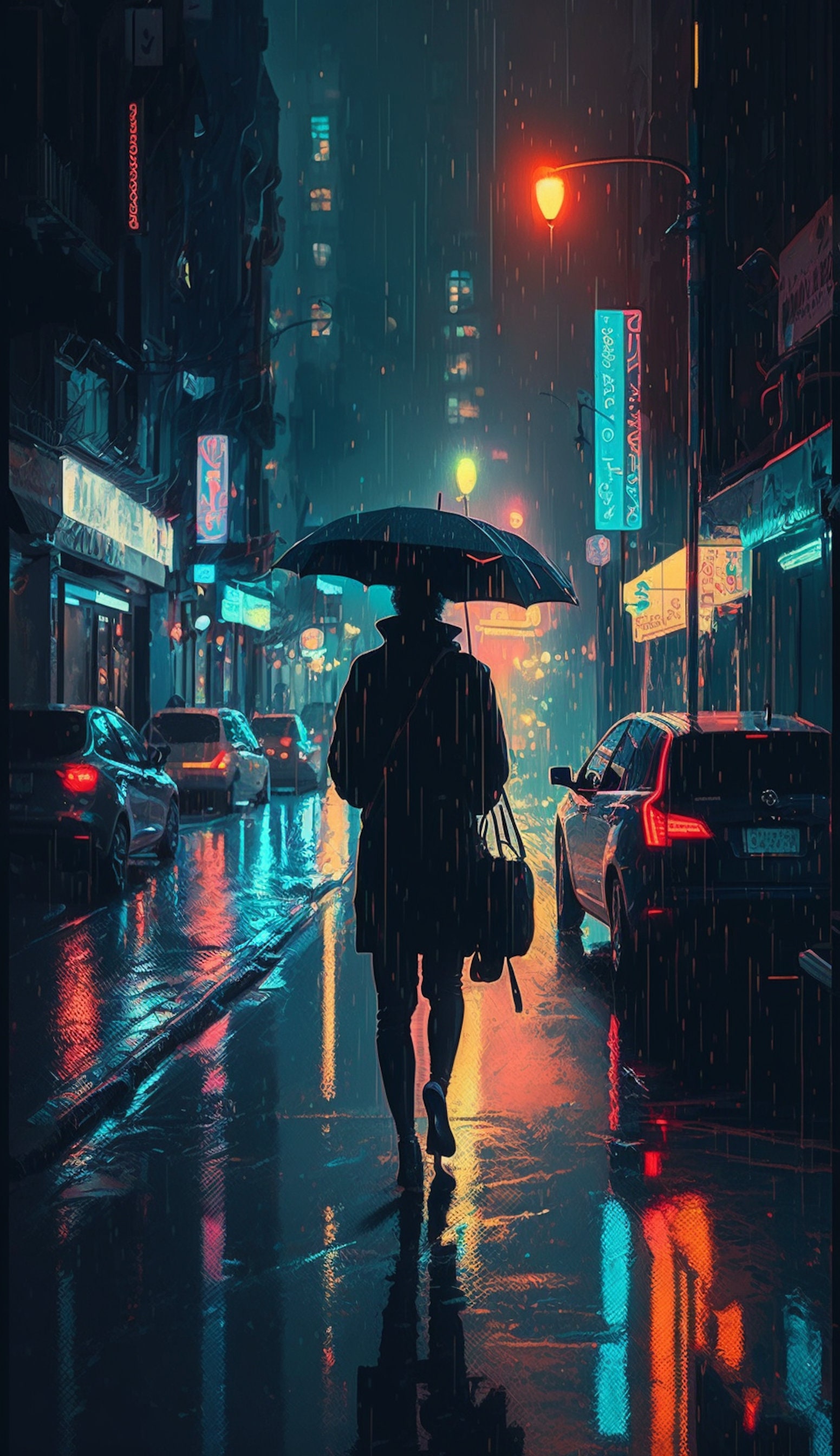 Rainy Street Scene, AI, Home Decor