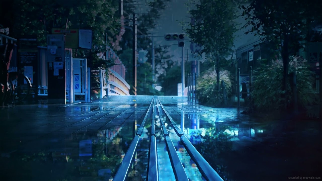 rainy night japanese street 4k live