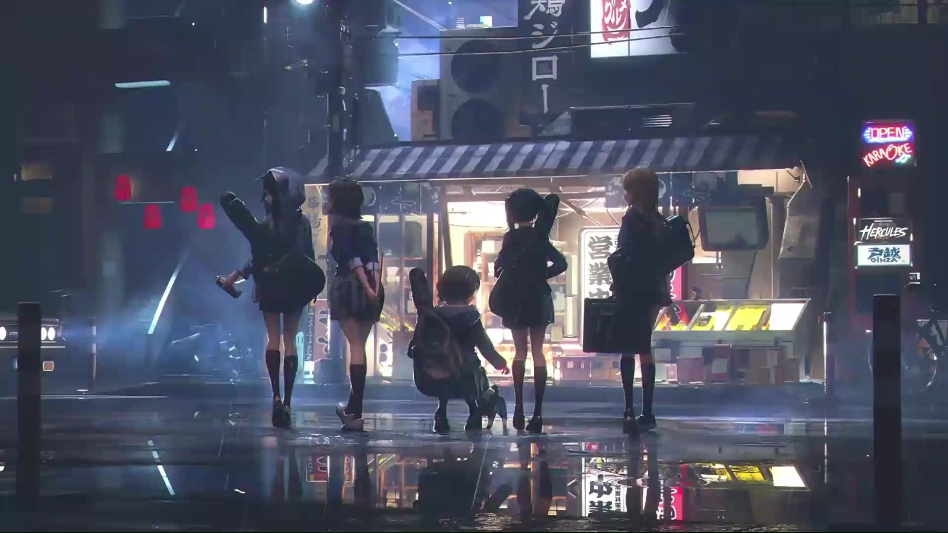 K On Rain Night Street Live Wallpaper