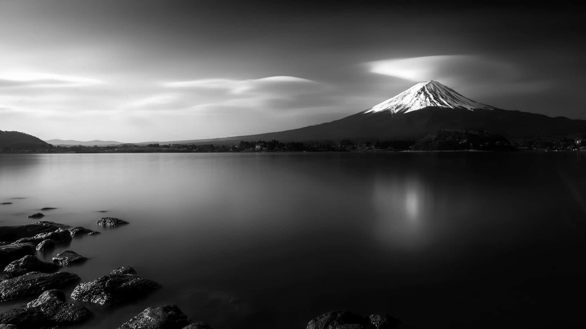 Download Stunning White and Black landscape of Japan Wallpaper